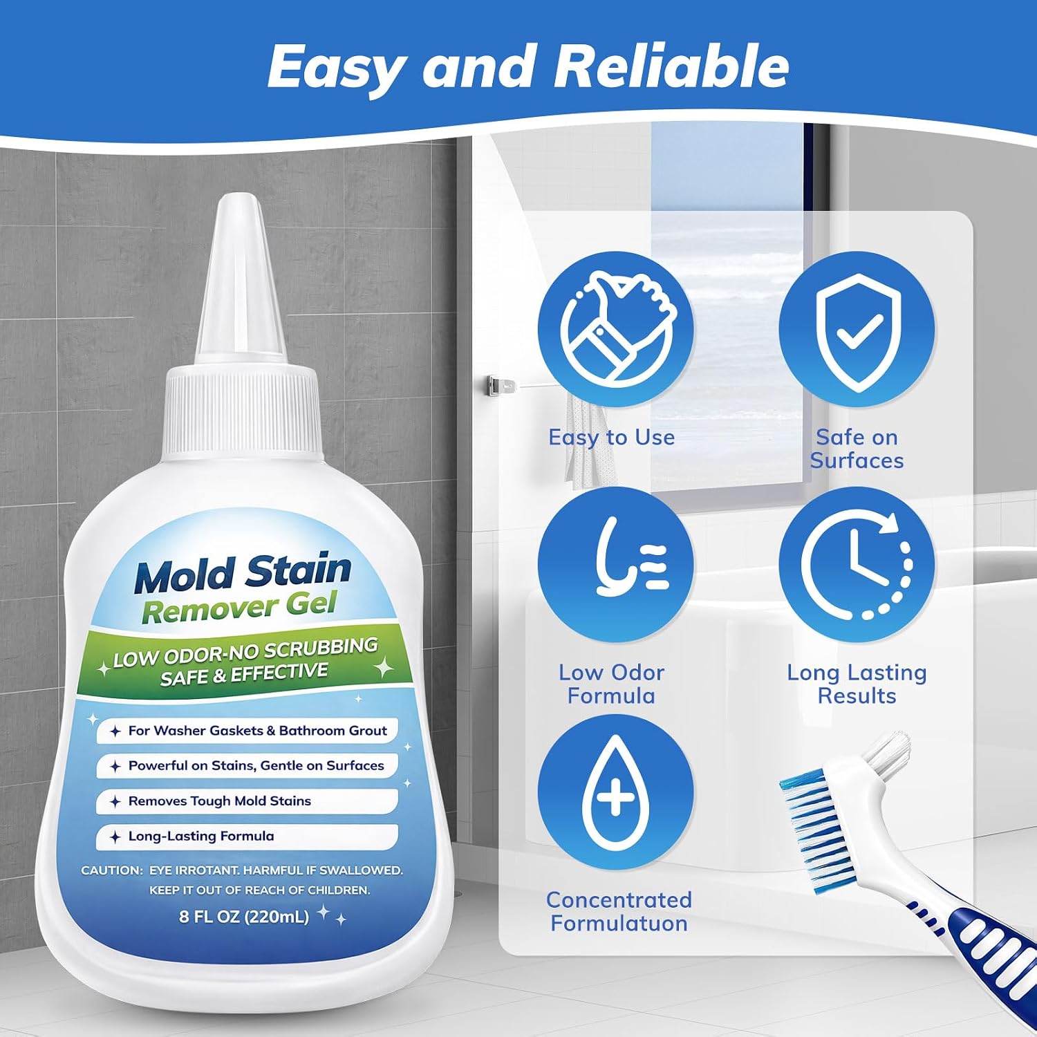 Detalle de ladoweir LADOWEIR-CMJ-01 Mold-Stain Remover Gel for Gaskets and Grout