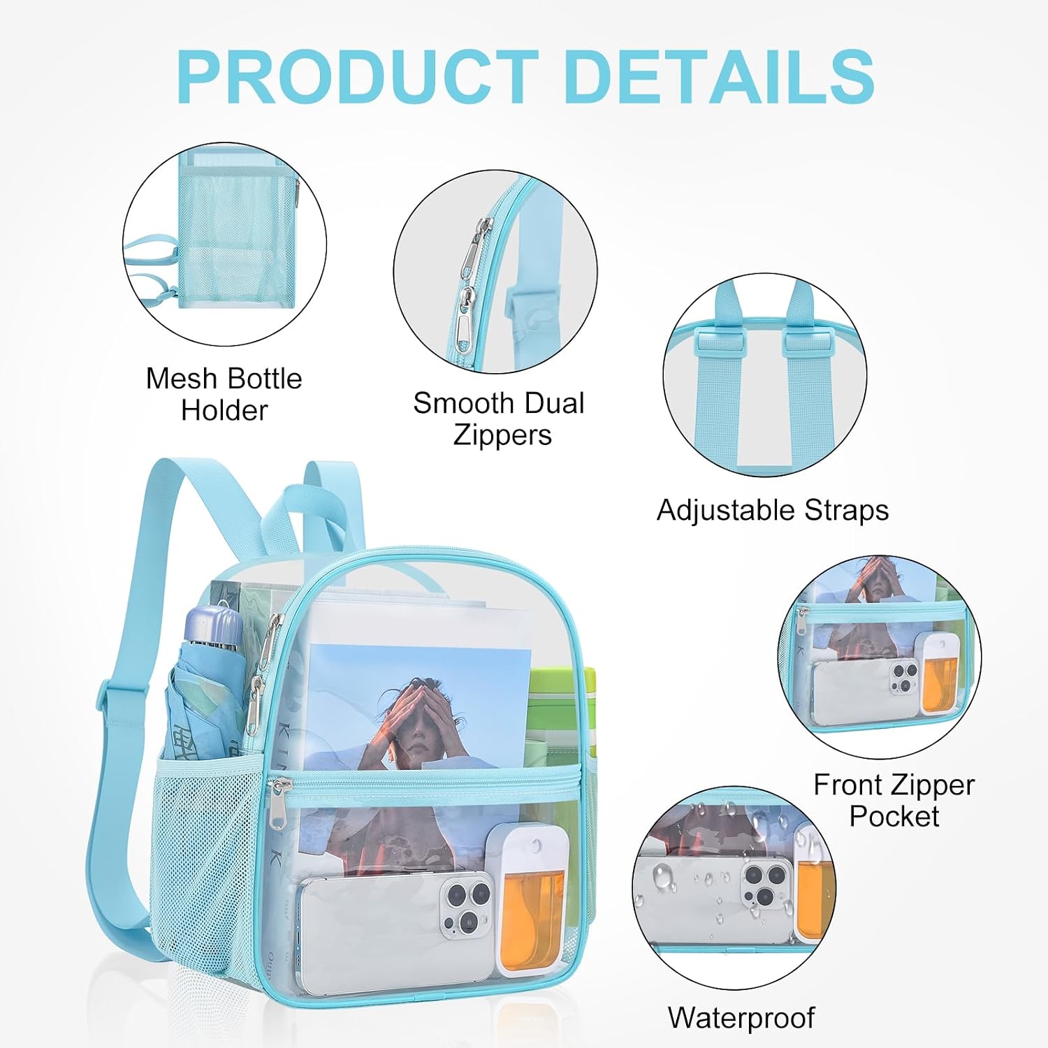 Thumbnail 2 de USPECLARE Clear Backpack Stadium Approved (12" x 11" x 6")