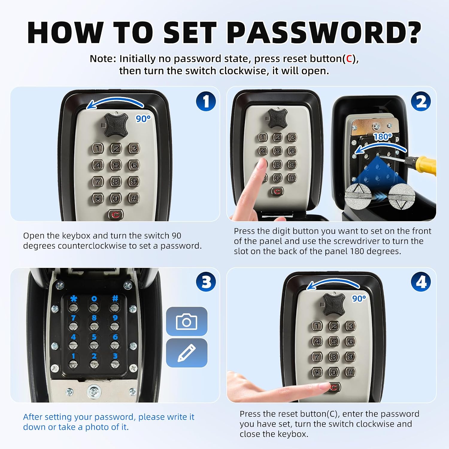 Detalle de Unichefry wall mounted key safe with waterproof cover and high-security combination lock