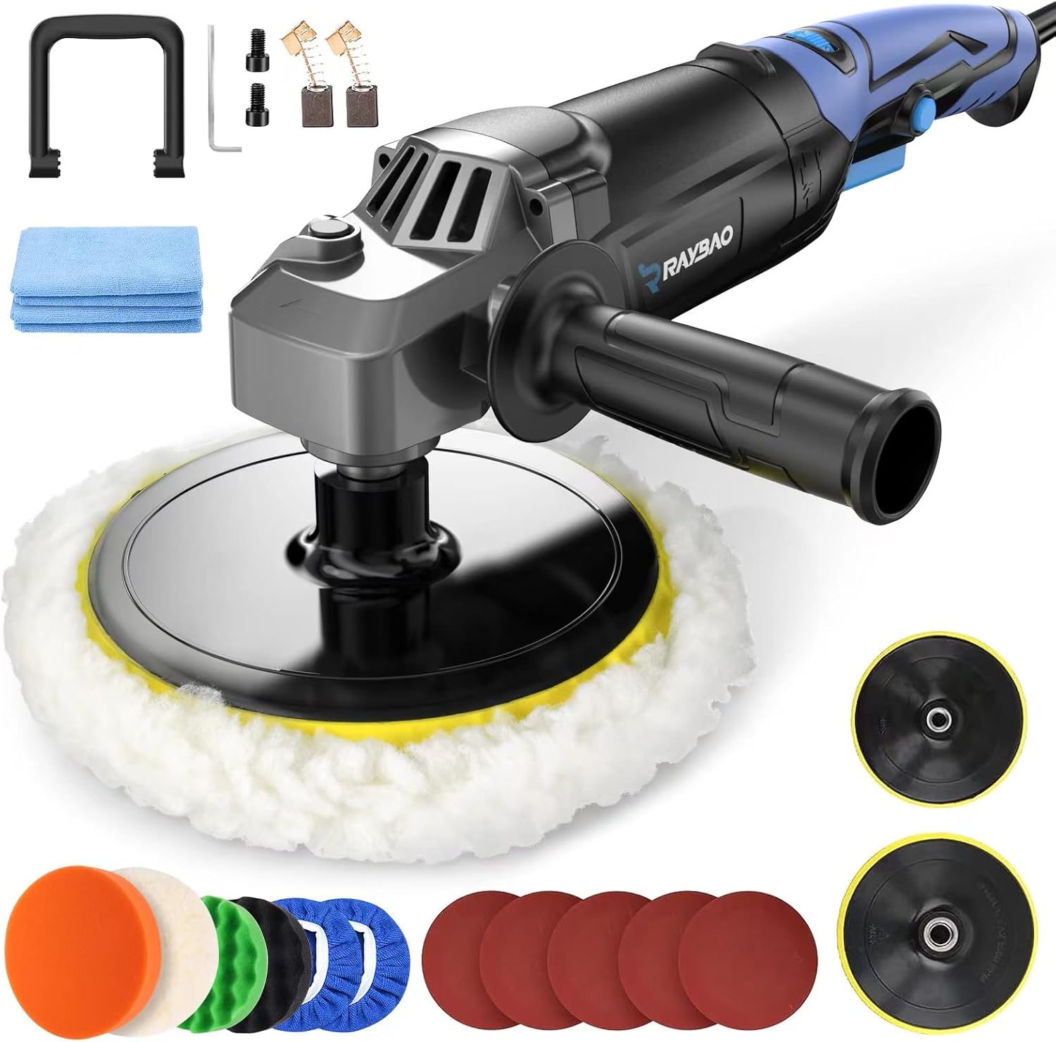 Detalle de RAYBAO Car Polisher: 6/7-Inch, 1200W Rotary Polisher with 6 Speeds and Dual Handles