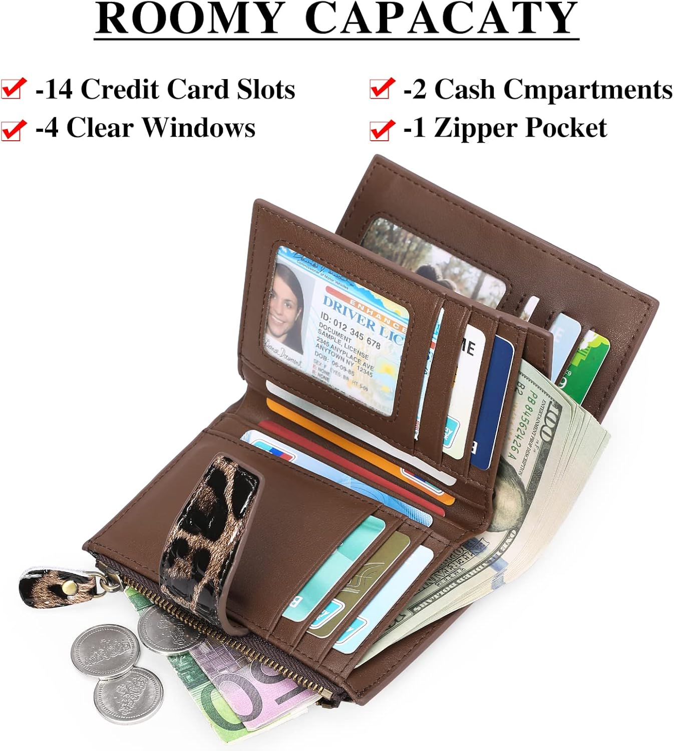 Thumbnail 4 de SENDEFN RFID Blocking Leather Wallet 5.12in