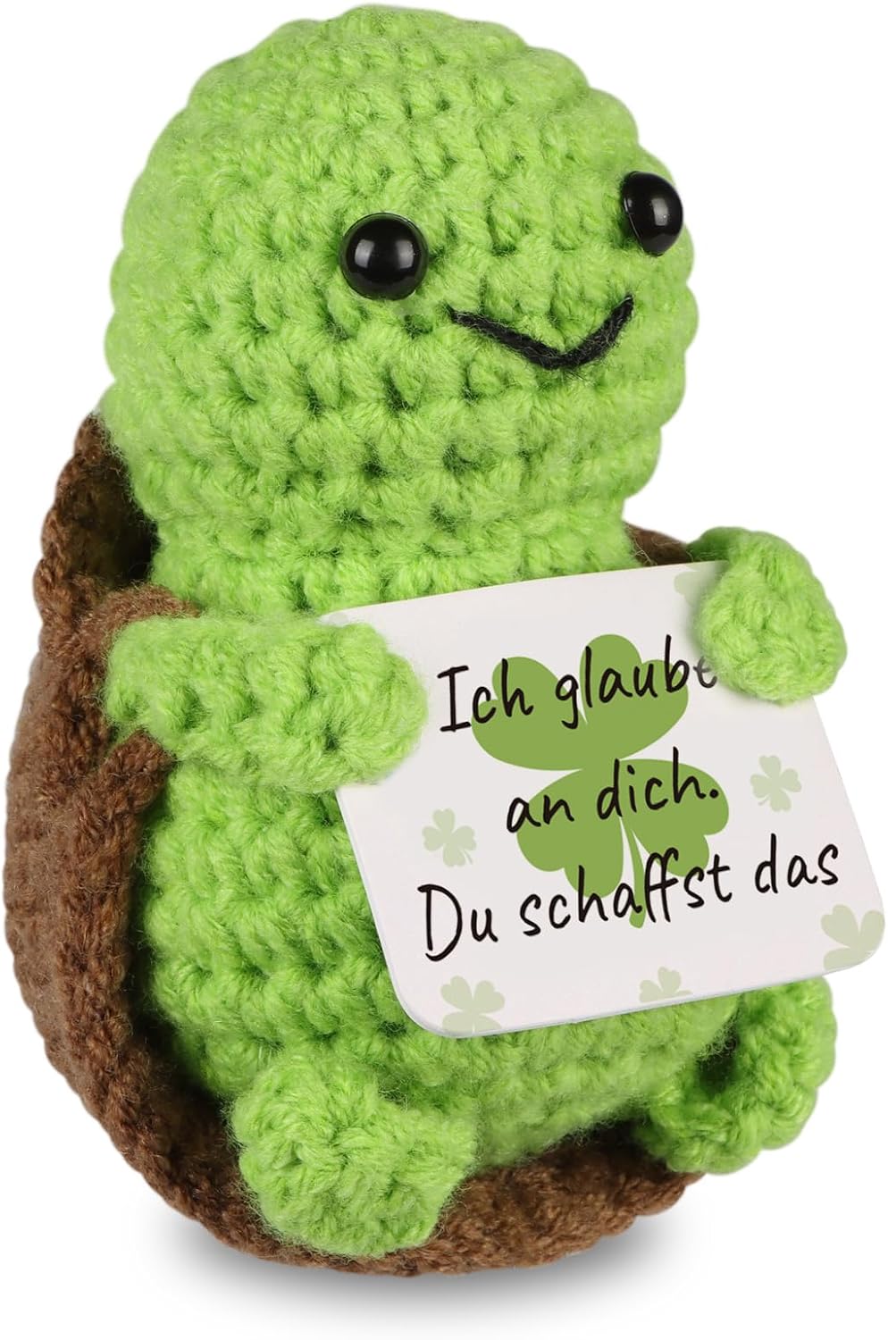 Detalle de WenmthG Positive Schildkröte Glücksbringer – Handgestrickte Mini-Schildkröte mit Botschaft
