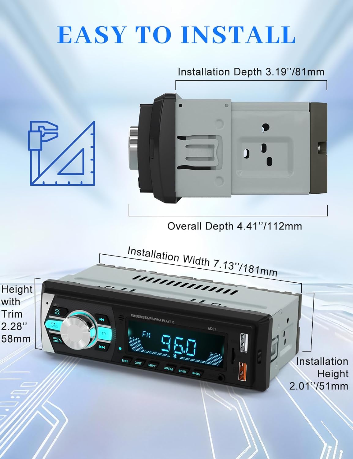 Detalle 2 de NORHOM Single Din Bluetooth Car Stereo
