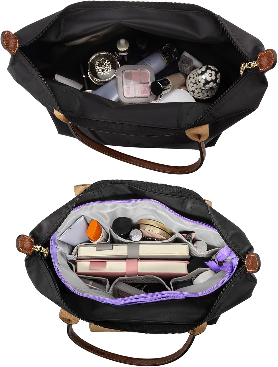 Detalle de HYEPNED Bag Organiser for Longchamp Le Pliage Large – 15-Pocket Insert (Purple, Large)