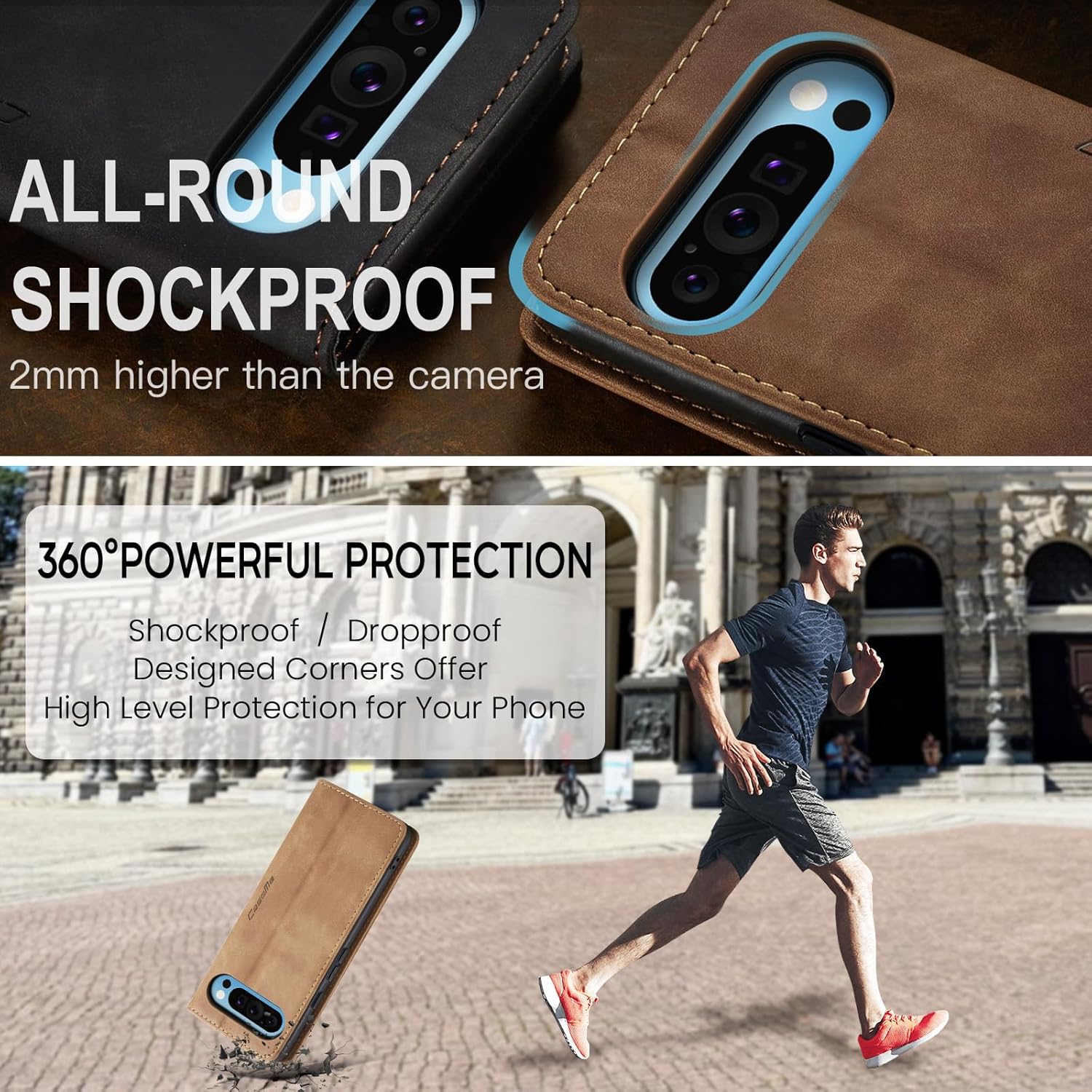 Thumbnail 1 de Monweicz Flip Case aus Premium Leder für Google Pixel 9 Pro XL – Braun