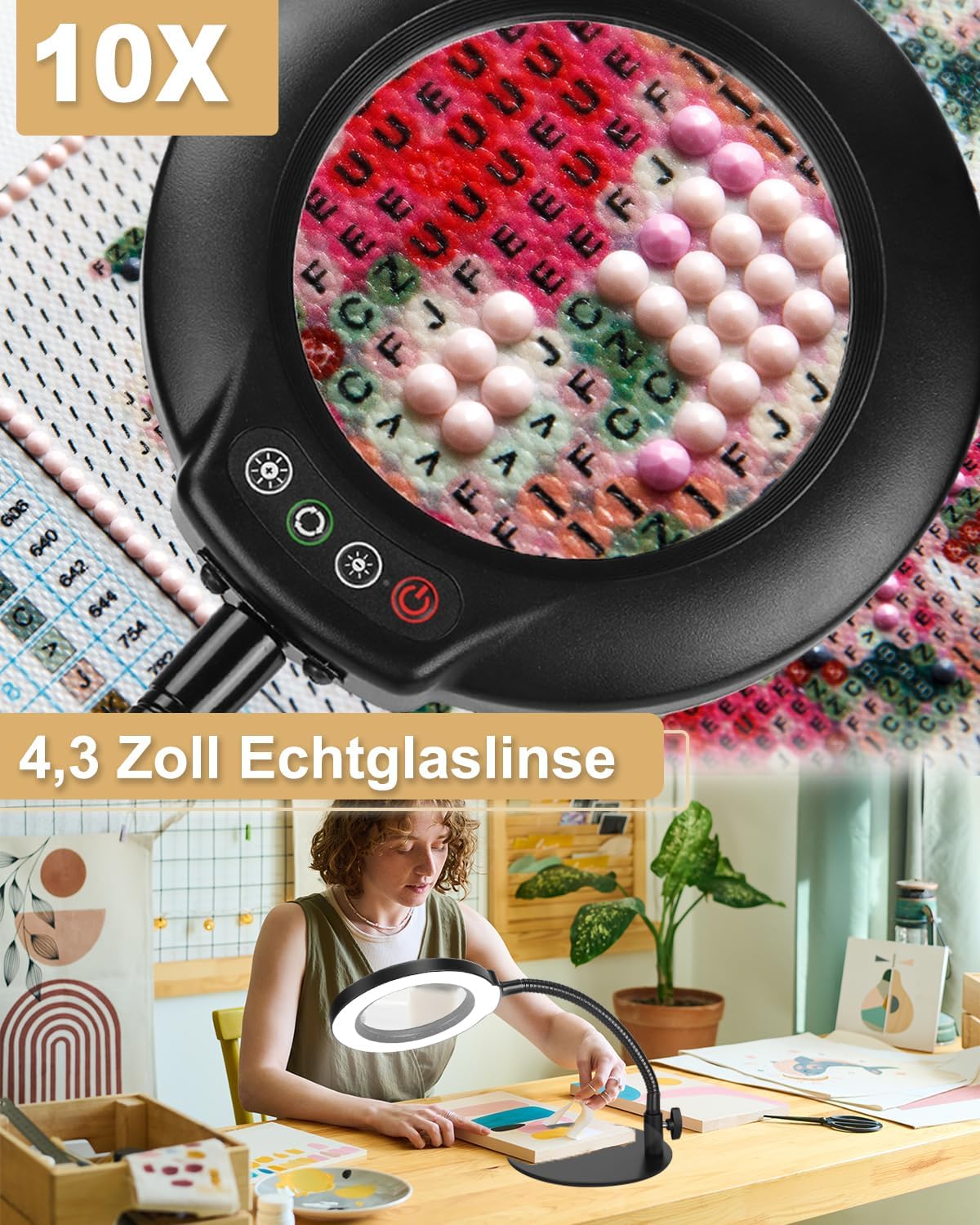 Detalle 2 de Veemagni 10X Lupe mit Licht 4,3 Zoll