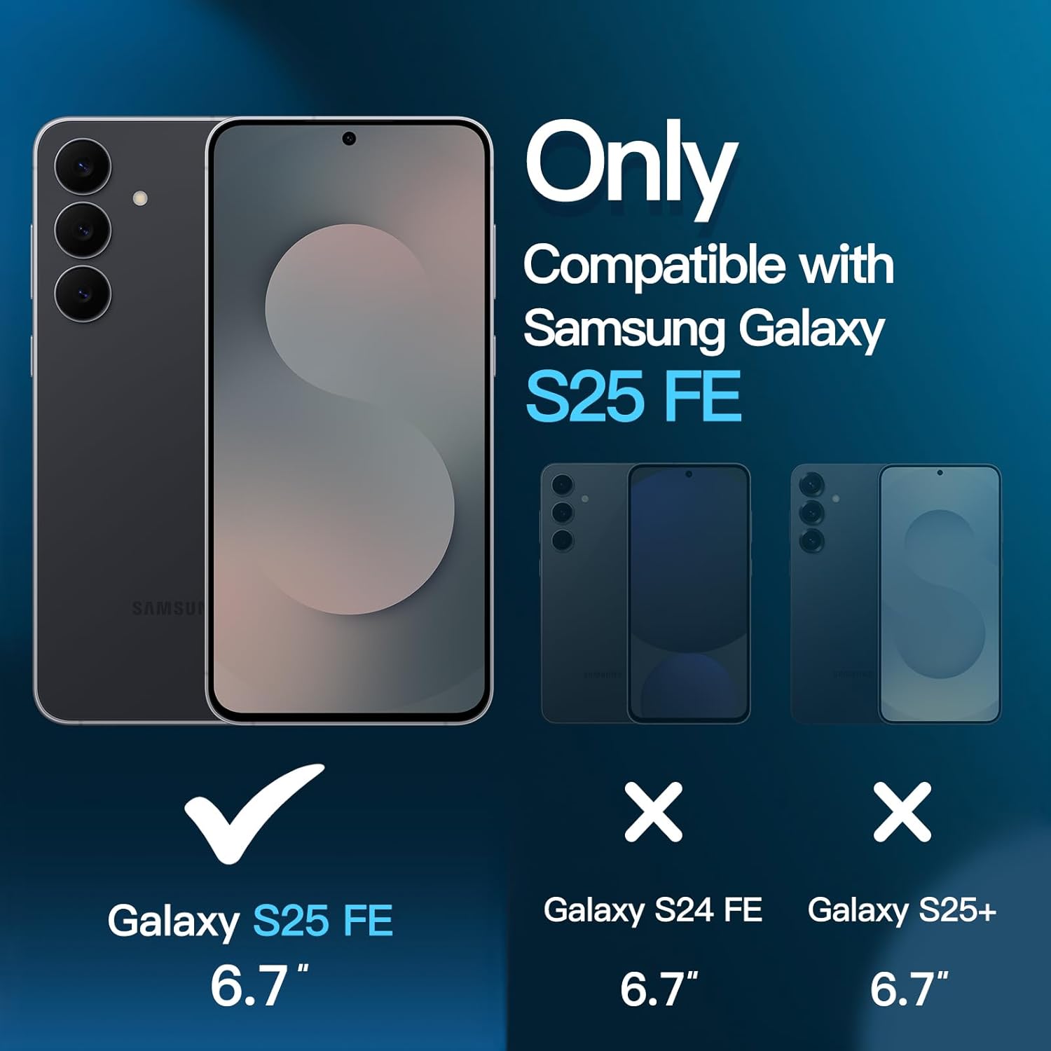 Thumbnail 1 de JETech Cover opaca per Samsung Galaxy S25 FE + 2 vetri temperati (3 in 1) con protezione fotocamera, nero