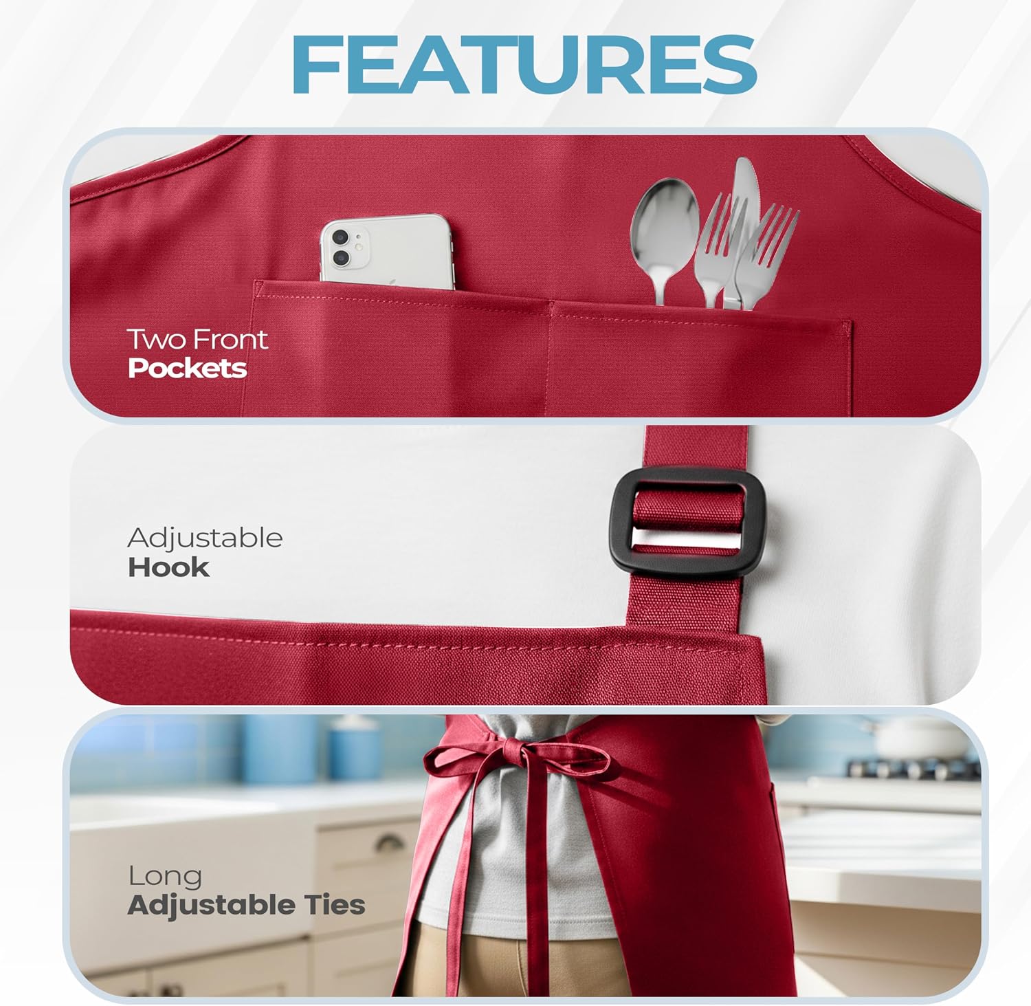 Detalle 2 de Utopia Kitchen Bib Aprons, 4-Pack