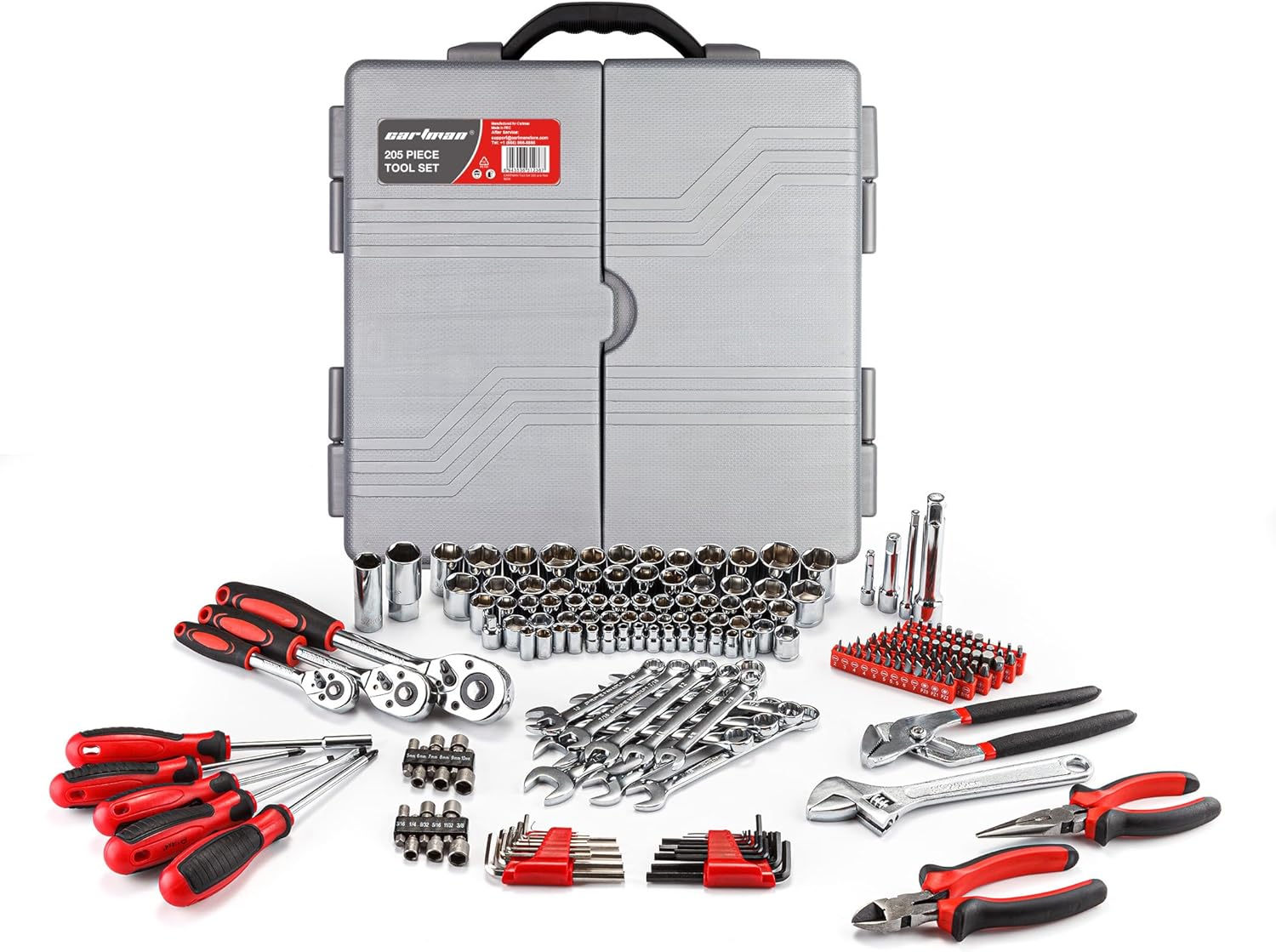 Thumbnail 1 de CARTMAN 205-Piece Ratchet Wrench Tool Set with SAE/Metric Sockets and Carry Case