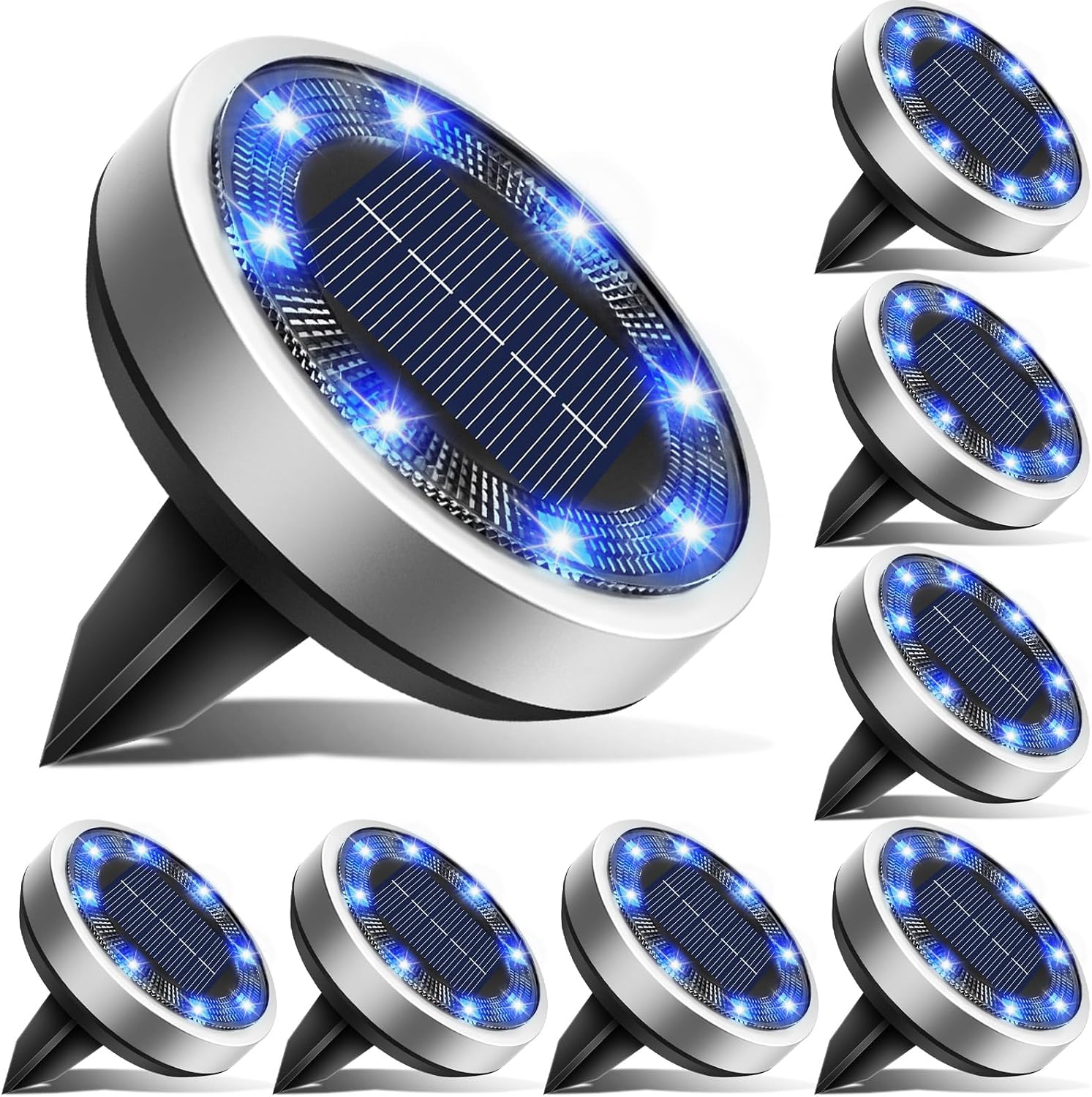 Detalle de btfarm 8 Paquetes Luces Solares LED Exterior 8 LED Azul