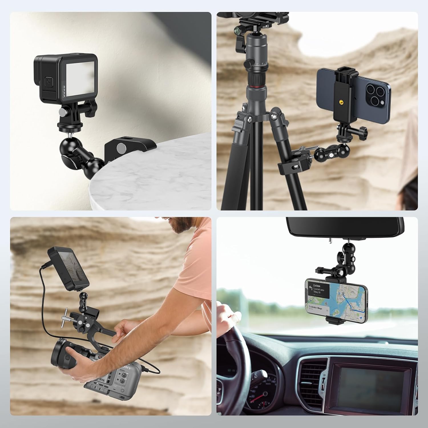 Detalle 2 de SMALLRIG 4373 Super Pince Kit Amélioré avec bras magique et fixation téléphone