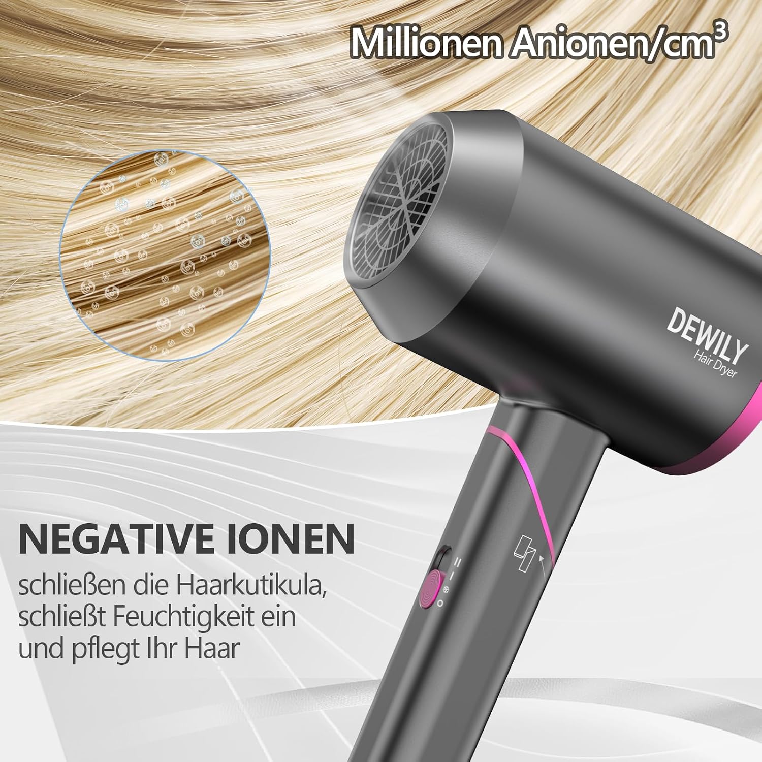 Thumbnail 6 de DEWILY Profi Föhn 1800W Ionen Klappbar