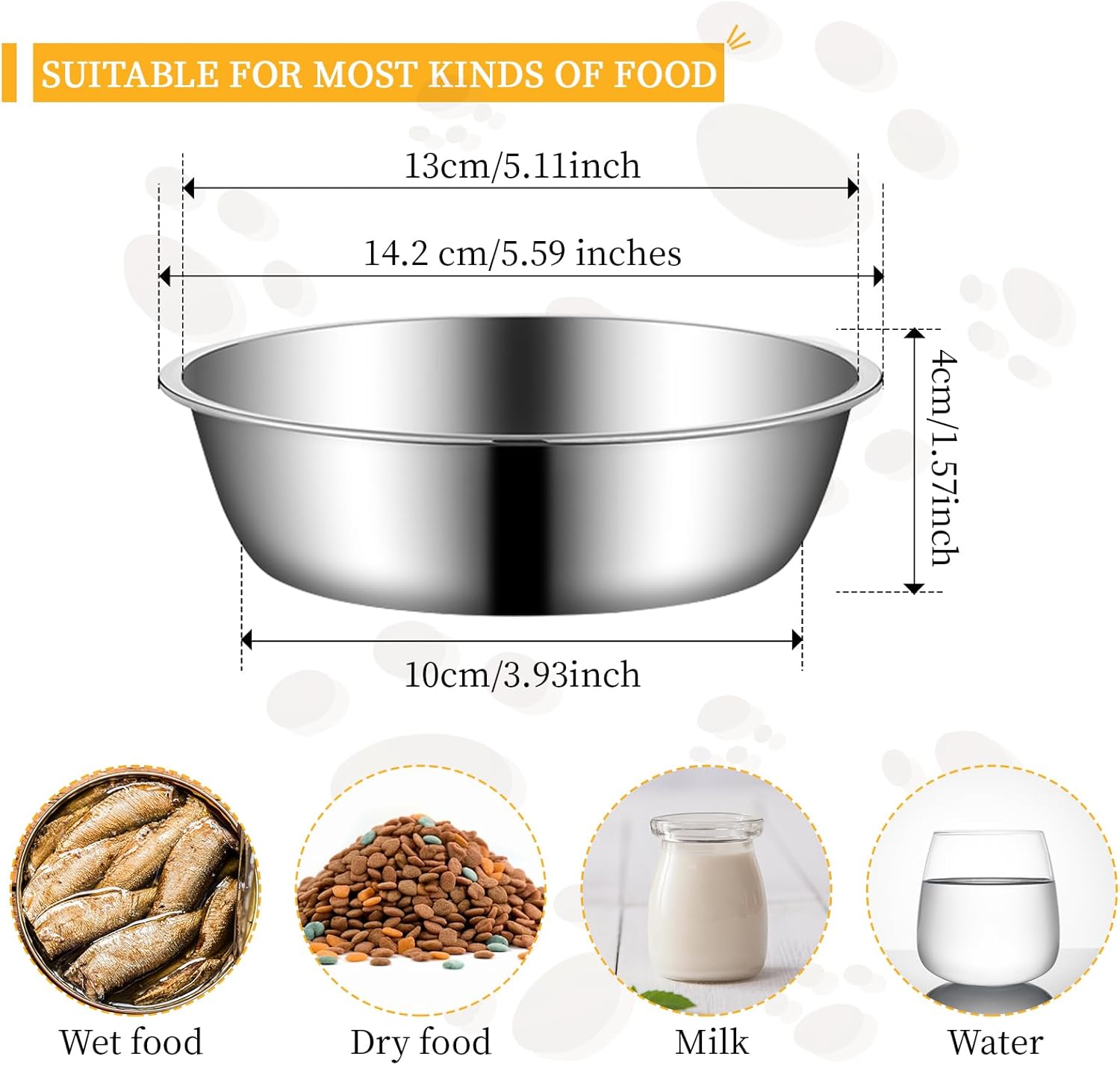 Detalle de LLMSIX 3 Pcs Stainless Steel Cat Food Bowl – Durable, Shallow and Dishwasher Safe