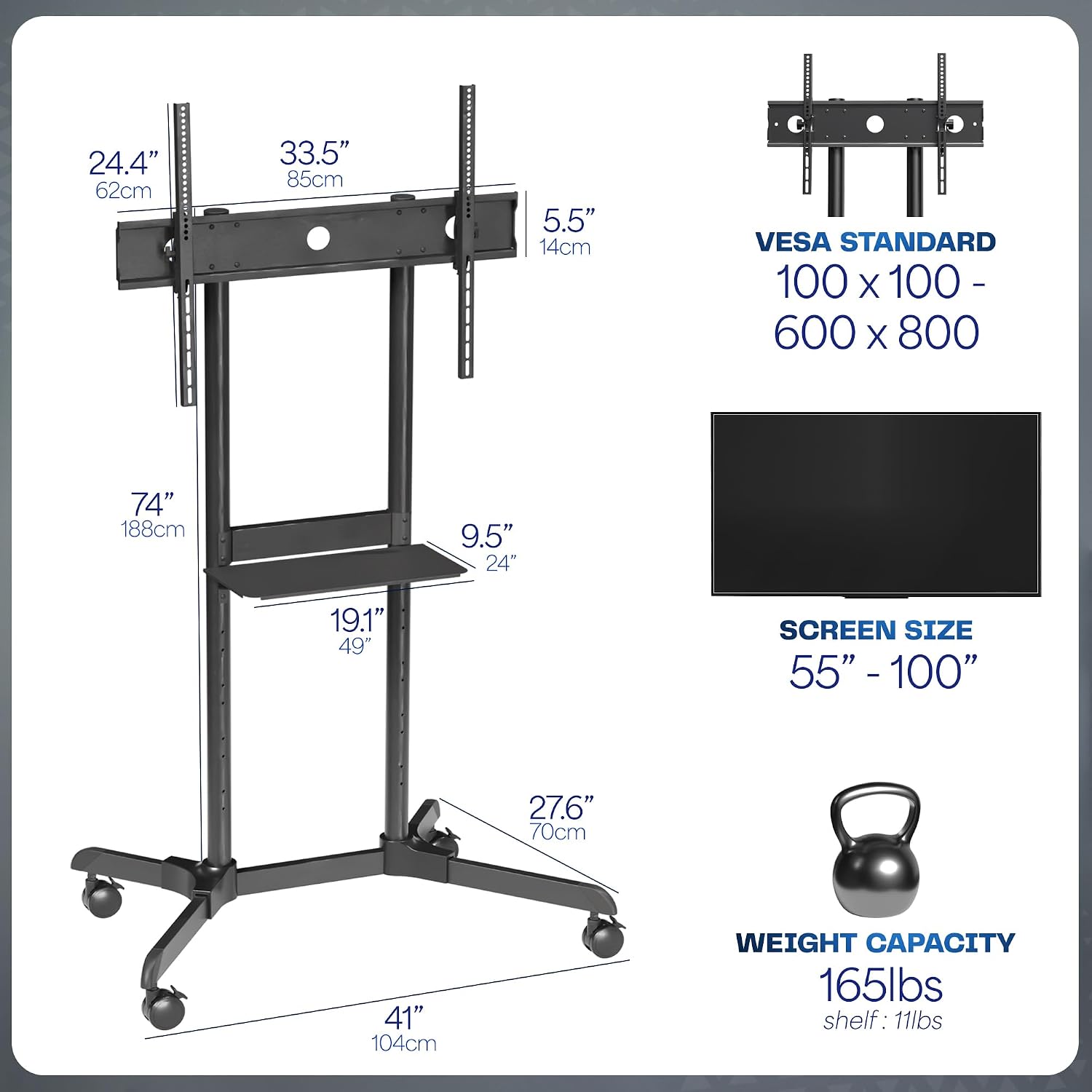 Detalle de VIVO Mobile TV Cart STAND-TV100E