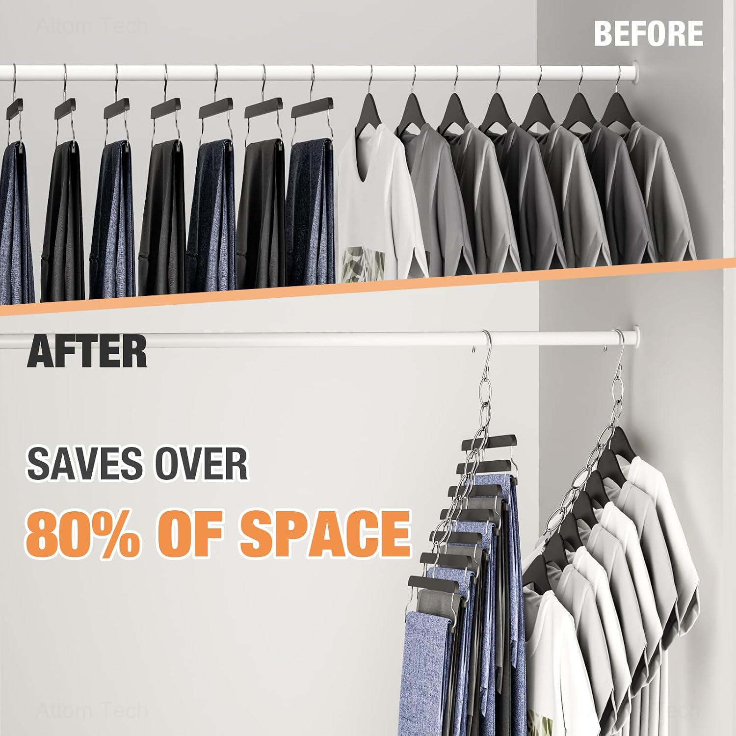 Detalle de NiHome Space Saving Hangers 10-Pack, Metal 7-Loop Foldable Closet Organizers