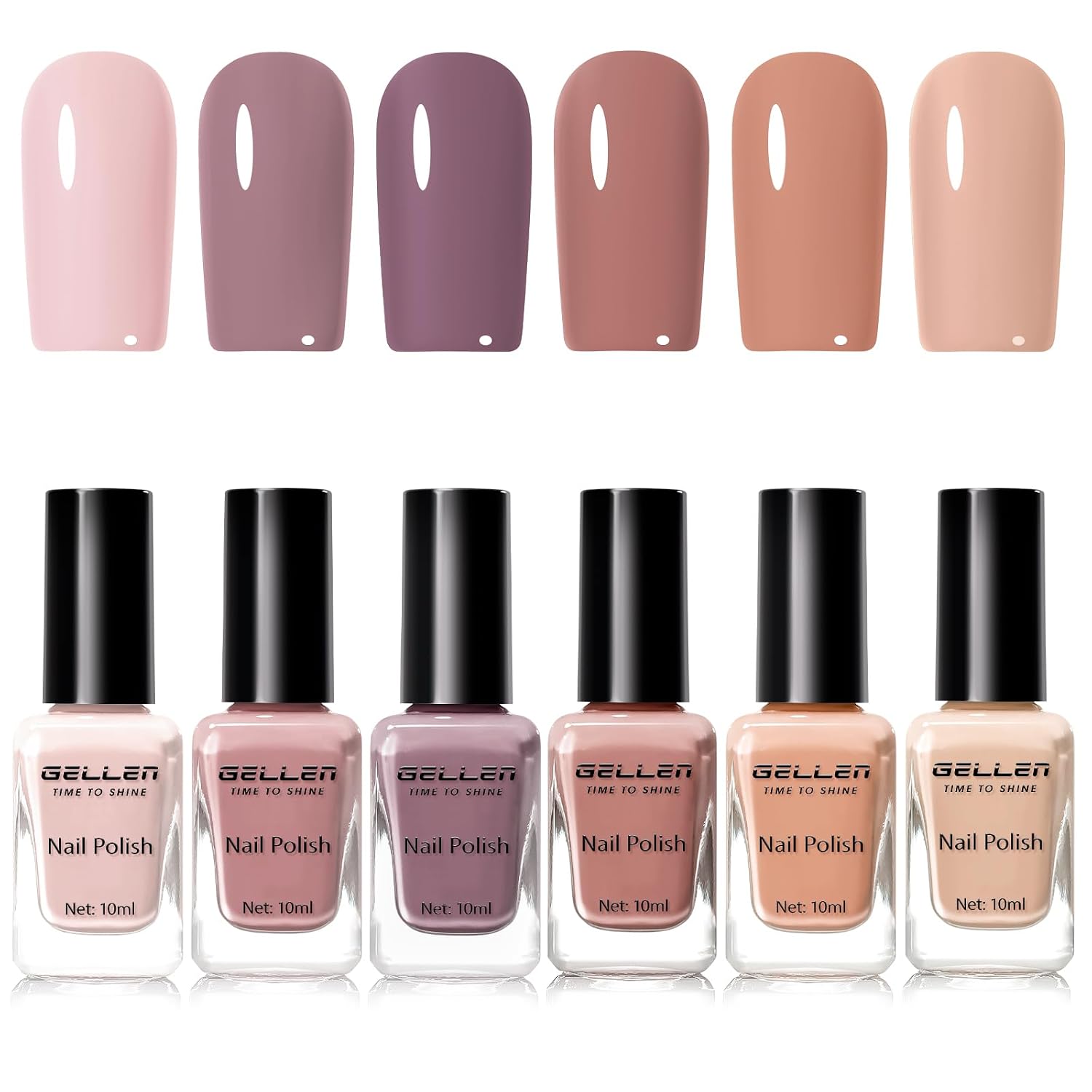 Detalle de GELLEN Nail Polish Neutral Earth Tones: 6-Color Nude Dusty Rose Set for All Seasons