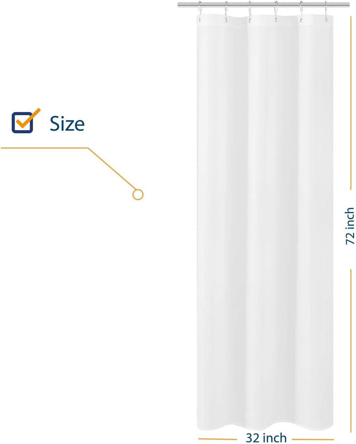 Thumbnail 1 de N&Y HOME Shower Curtain Liner 32 x 72 Inches