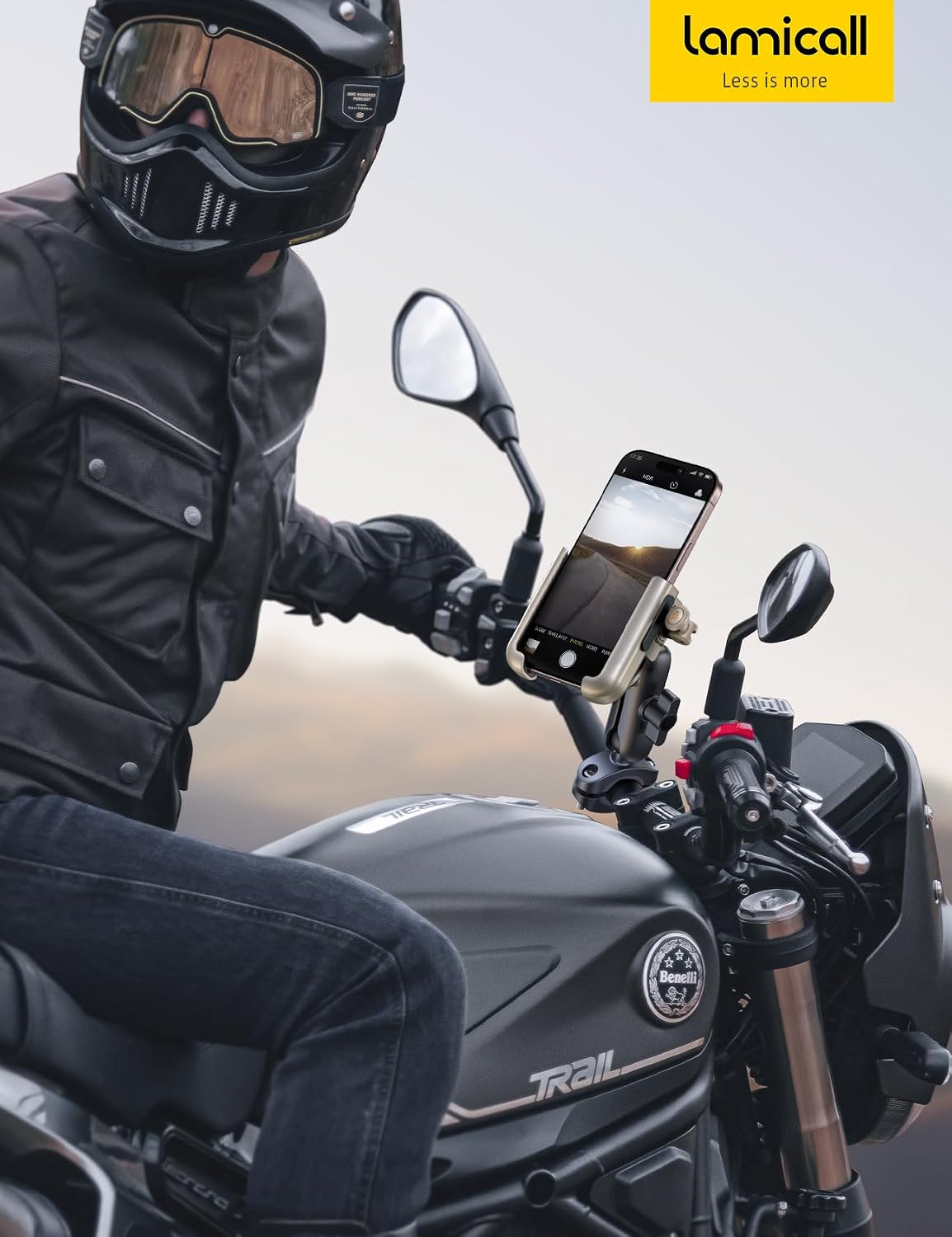 Thumbnail 6 de Lamicall Handyhalterung Motorrad & Fahrrad – Ganzmetall, vibrationsgedämpft, Lenkerhalter mit Verlängerungsarm (für 4,7–7,2 Zoll)
