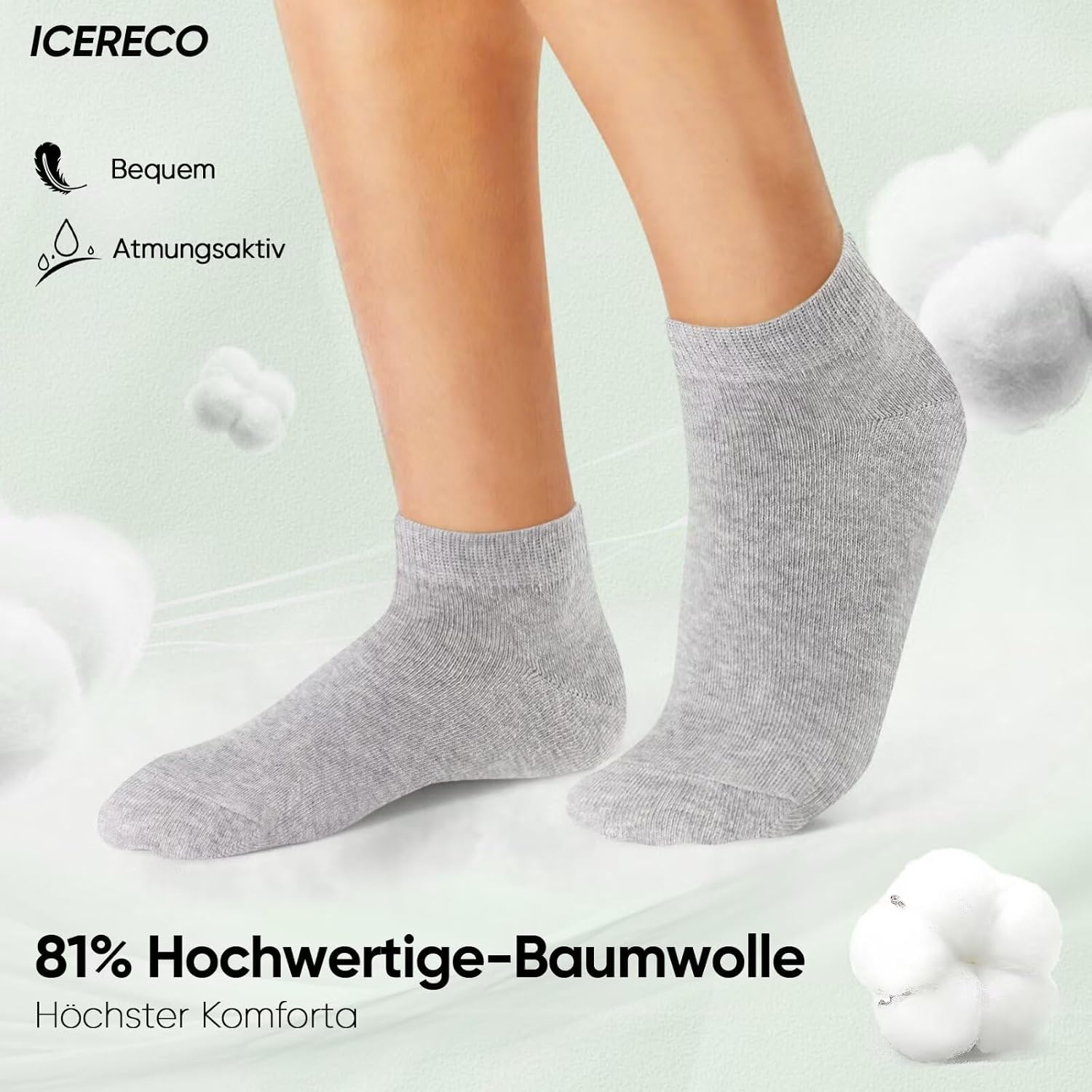 Detalle de Calze sportive IceReco 6/10, cotone traspiranti