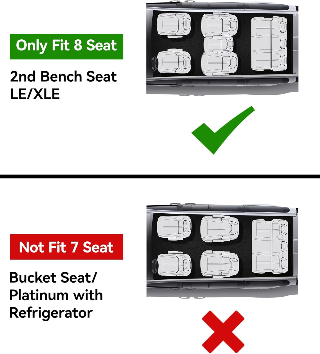 Thumbnail 1 de 3W All-Weather Floor Mats & Trunk Mat for Toyota Sienna (2021–2026, 8-Seat LE/XLE) – Custom Fit in Black
