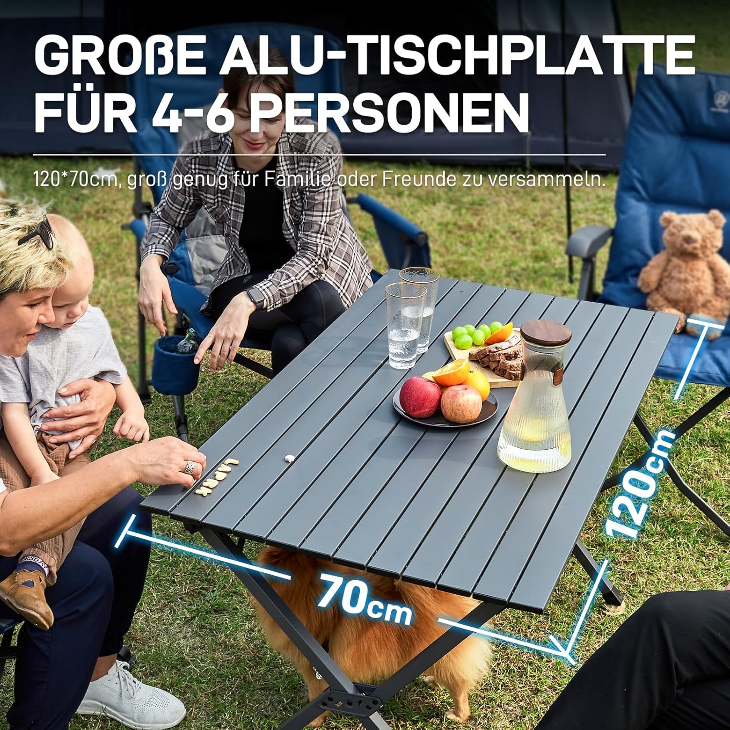 Thumbnail 3 de EVER ADVANCED Campingtisch Klappbar Aluminium 120x70 cm – robust, leicht und kompatibel mit Outdoor-Aktivitäten