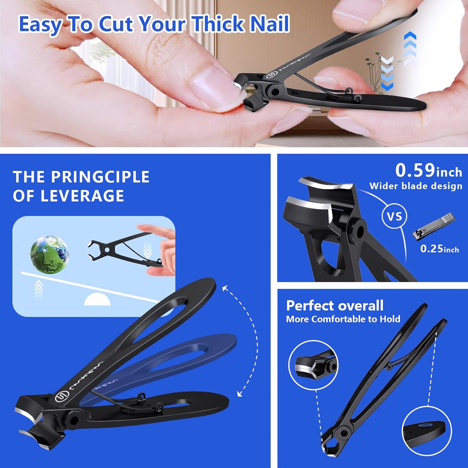 Thumbnail 6 de Premium Steel Wide Opening 3-Pack Toenail Clippers for Seniors