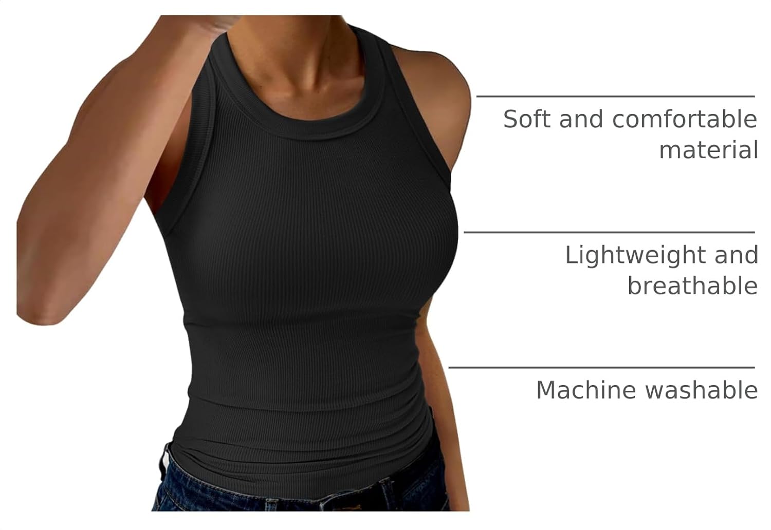 Detalle 2 de GKBK Womens High-Neck Ribbed Tank top