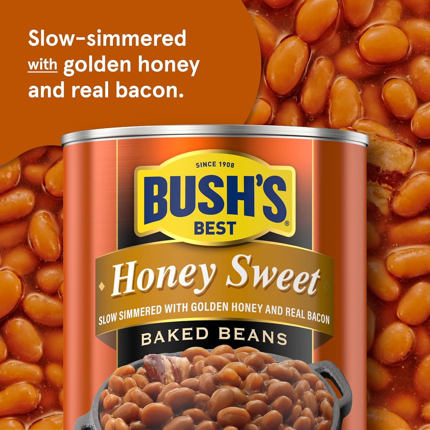 Detalle 2 de Bush's Best 01983 Honey Sweet Baked Beans, 16 oz Cans, Pack of 12