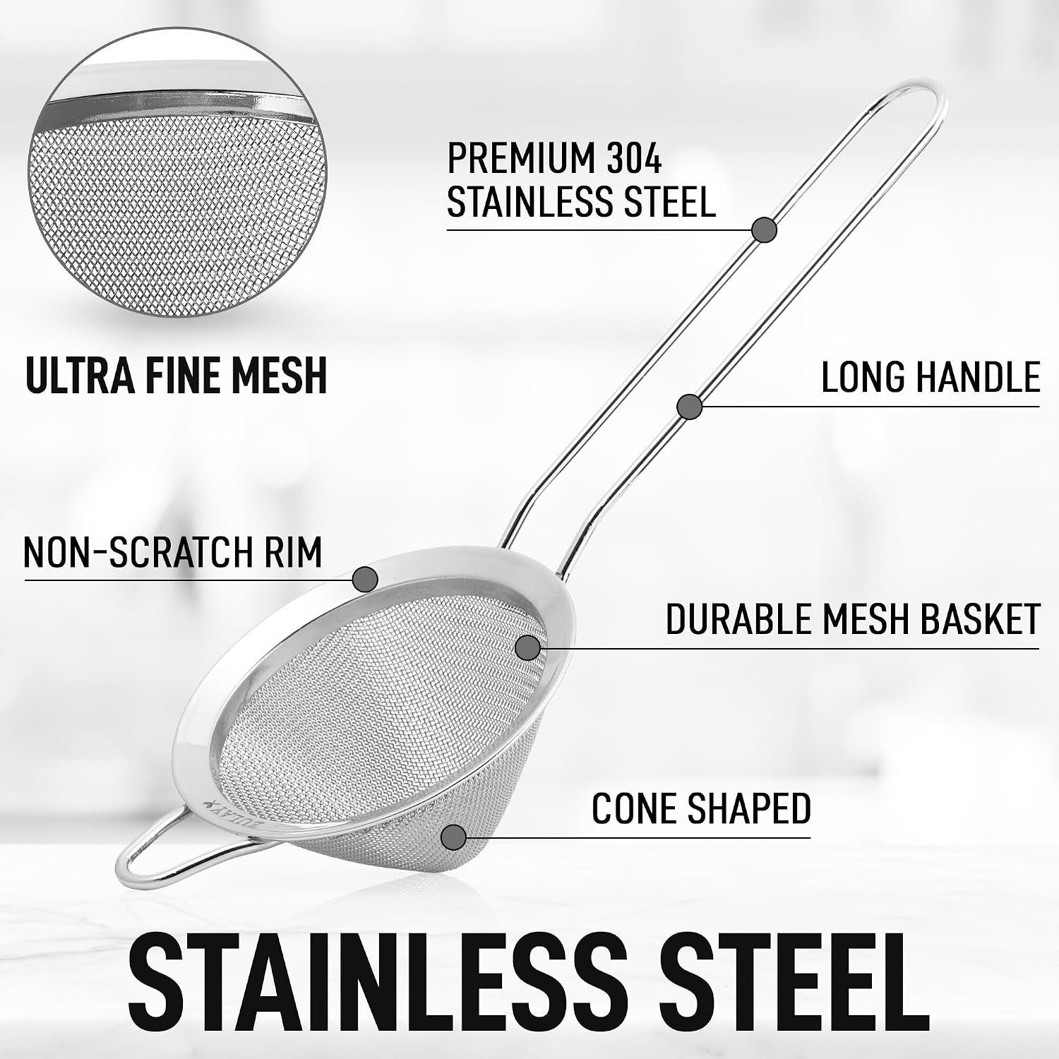 Thumbnail 1 de Zulay Kitchen Fine Mesh Strainer 3.35 in