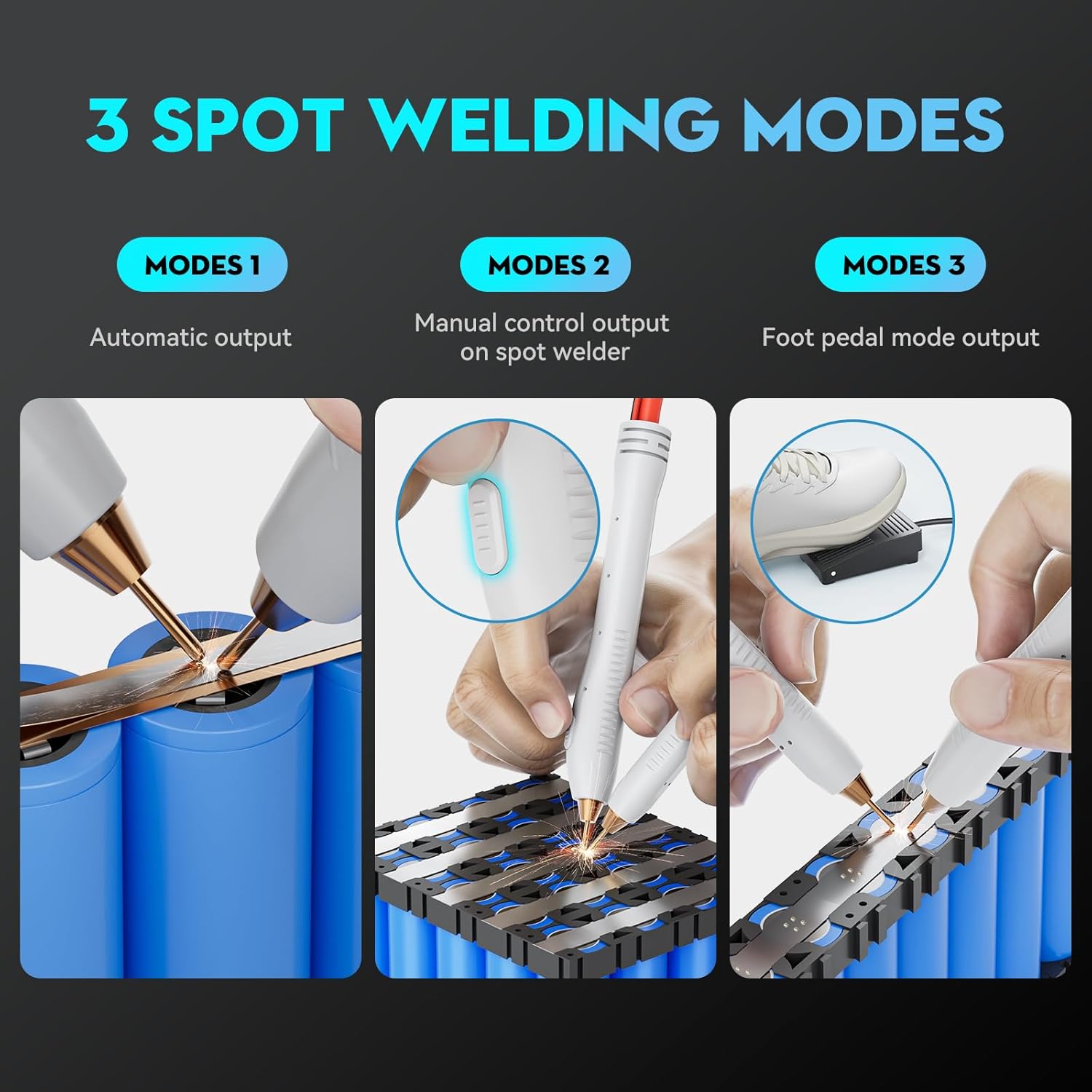 Thumbnail 2 de AWithZ UF20B Capacitor Battery Spot Welder (3-in-1 Auto, Manual & Foot Pedal) for 18650 and LiFePO4 Packs