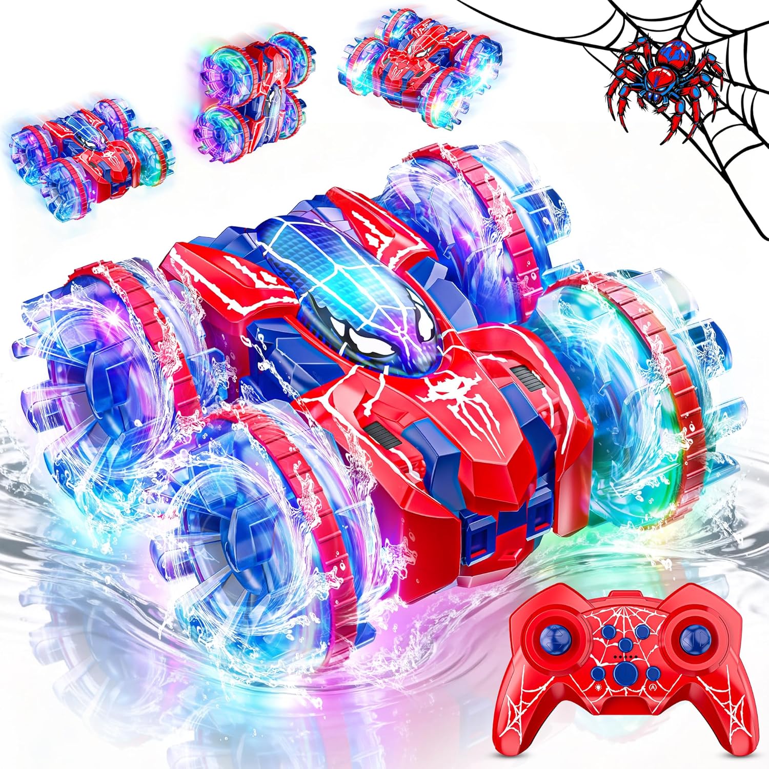 Detalle de Spider Macchina Telecomandata per Bambini: anfibia 2.4GHz con 360° e LED