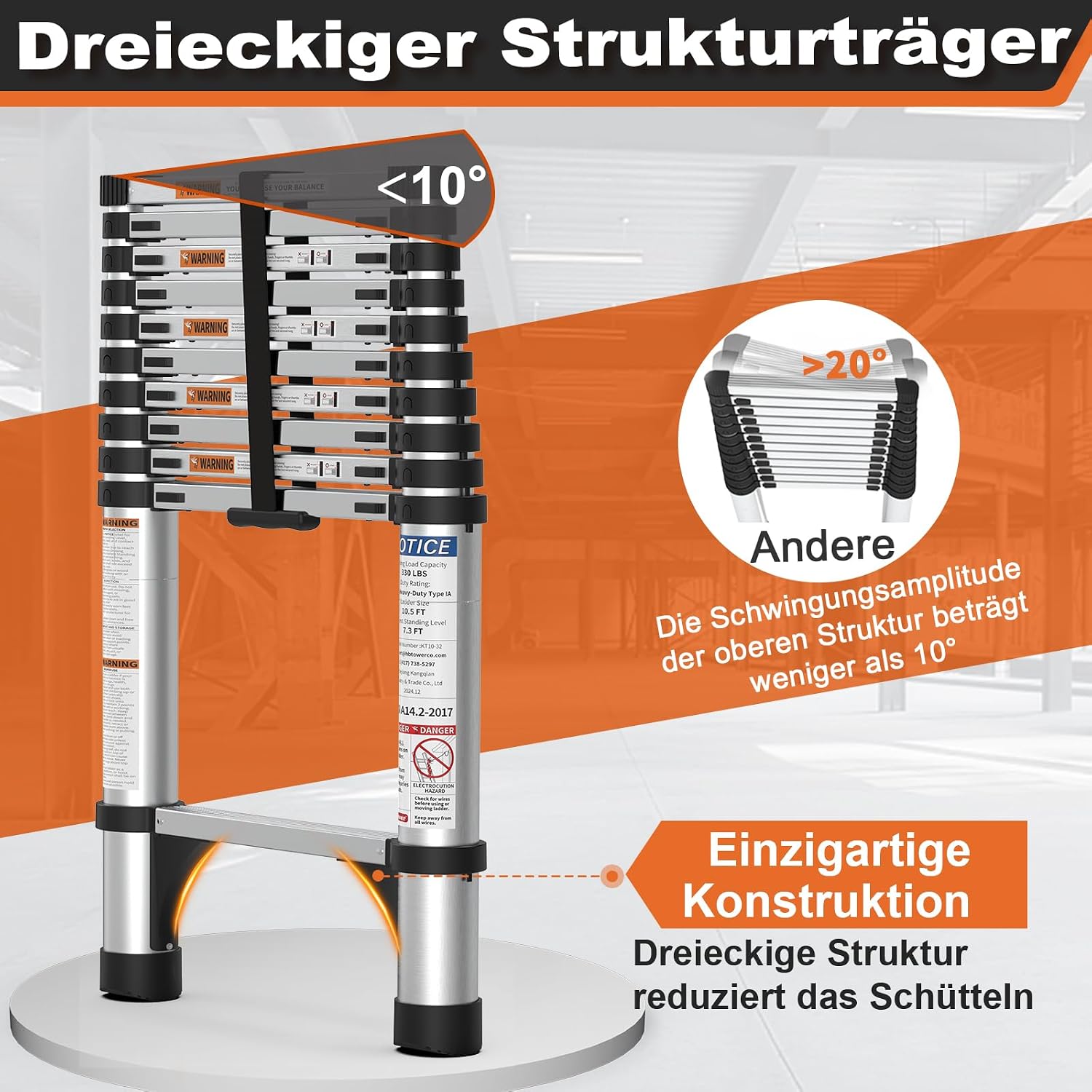 Detalle 2 de HBTower 3,8 m Teleskopleiter aus Aluminium