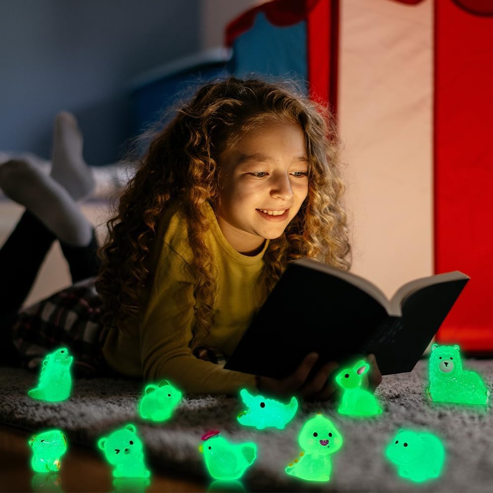 Thumbnail 6 de JOLCEEY 60pcs Mini Resin Animals – Glow-in-the-Dark Tiny Figurines for DIY Miniature Gardens, Dollhouses and Aquariums