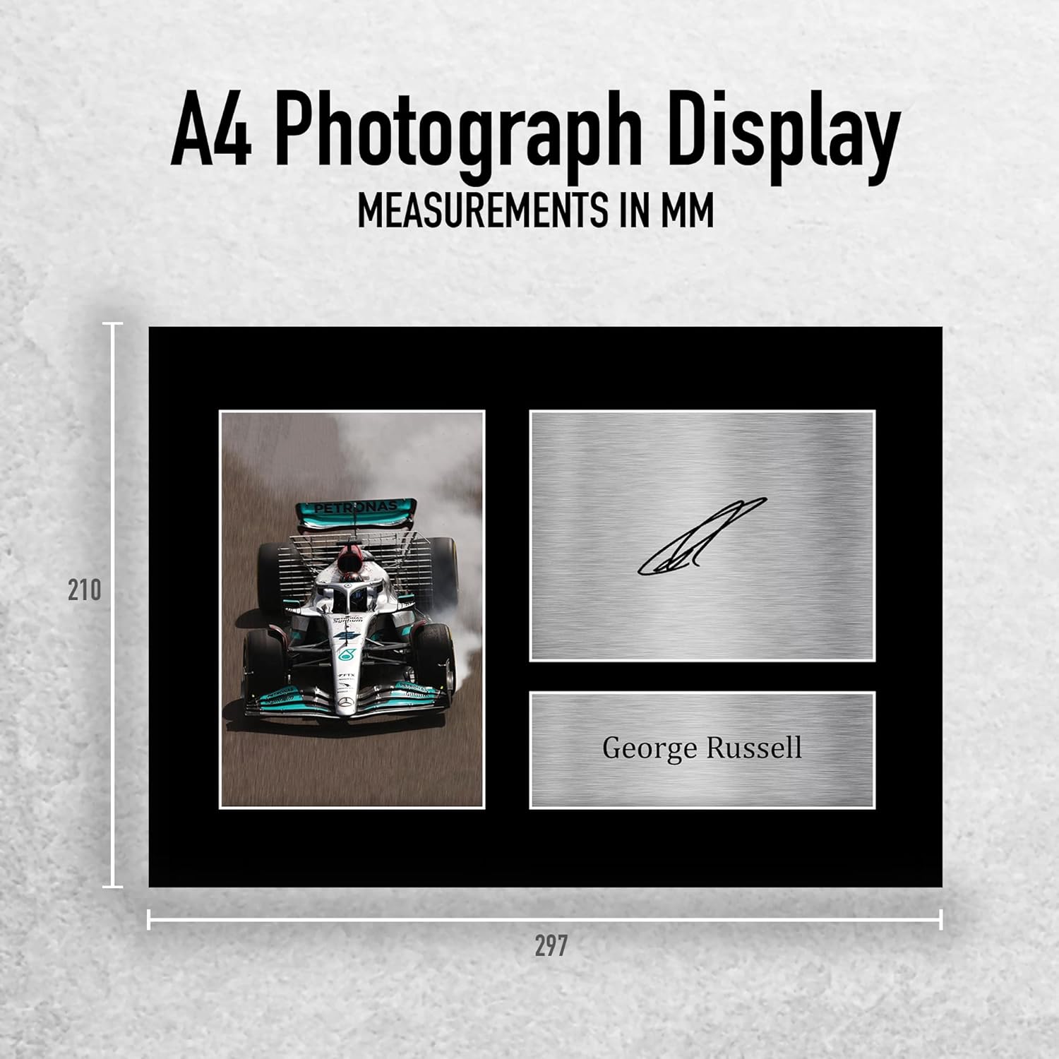 Thumbnail 1 de HWC Trading A4 George Russell Formula 1 signed autograph photo on black matt mount (297x210mm)
