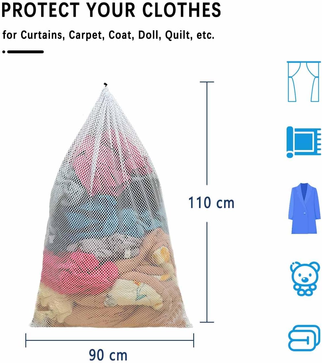 Thumbnail 1 de 2er-Set Wäschenetz Groß (90 x 110 cm, XXXL) mit Kordelstopper – für Waschmaschine, Schutz & Sortieren