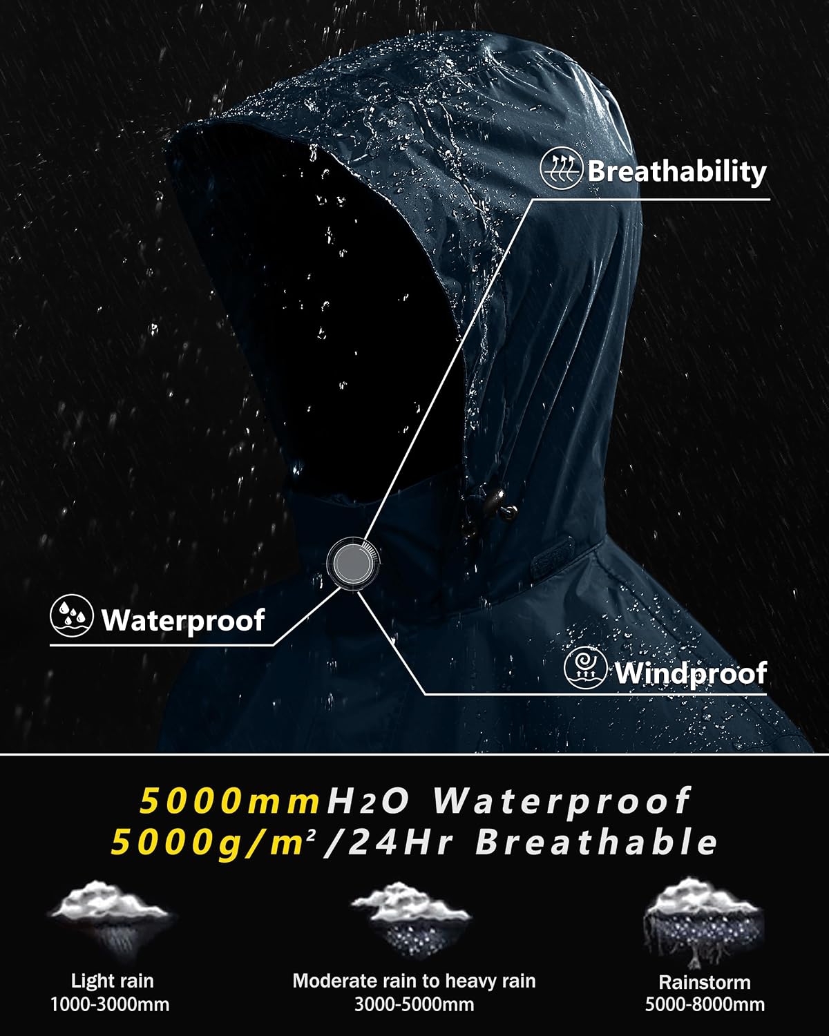Thumbnail 2 de Outdoor Ventures Mens Lightweight Waterproof Jacket