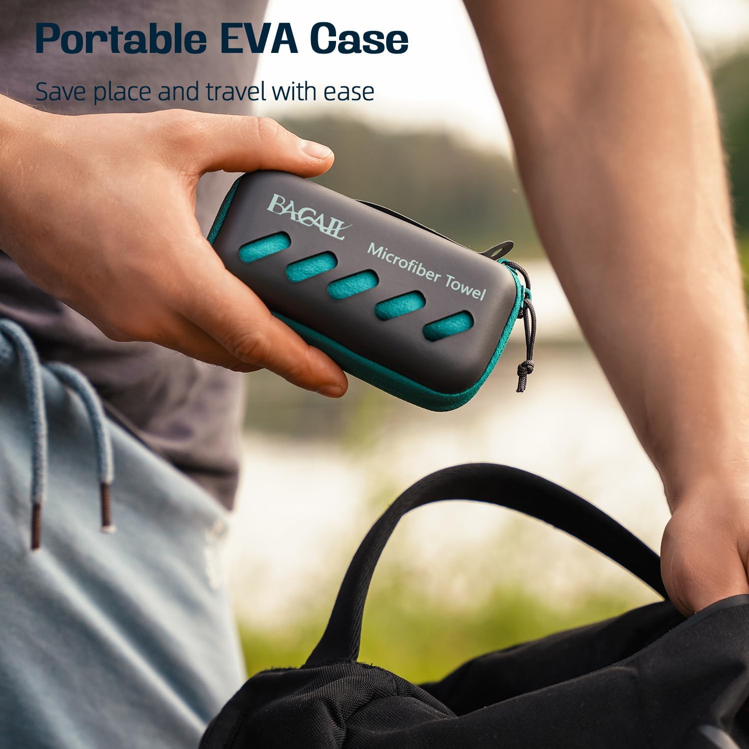 Thumbnail 2 de BAGAIL Microfibre Travel Towel (with EVA zip case) – quick-dry, compact camping & gym towel