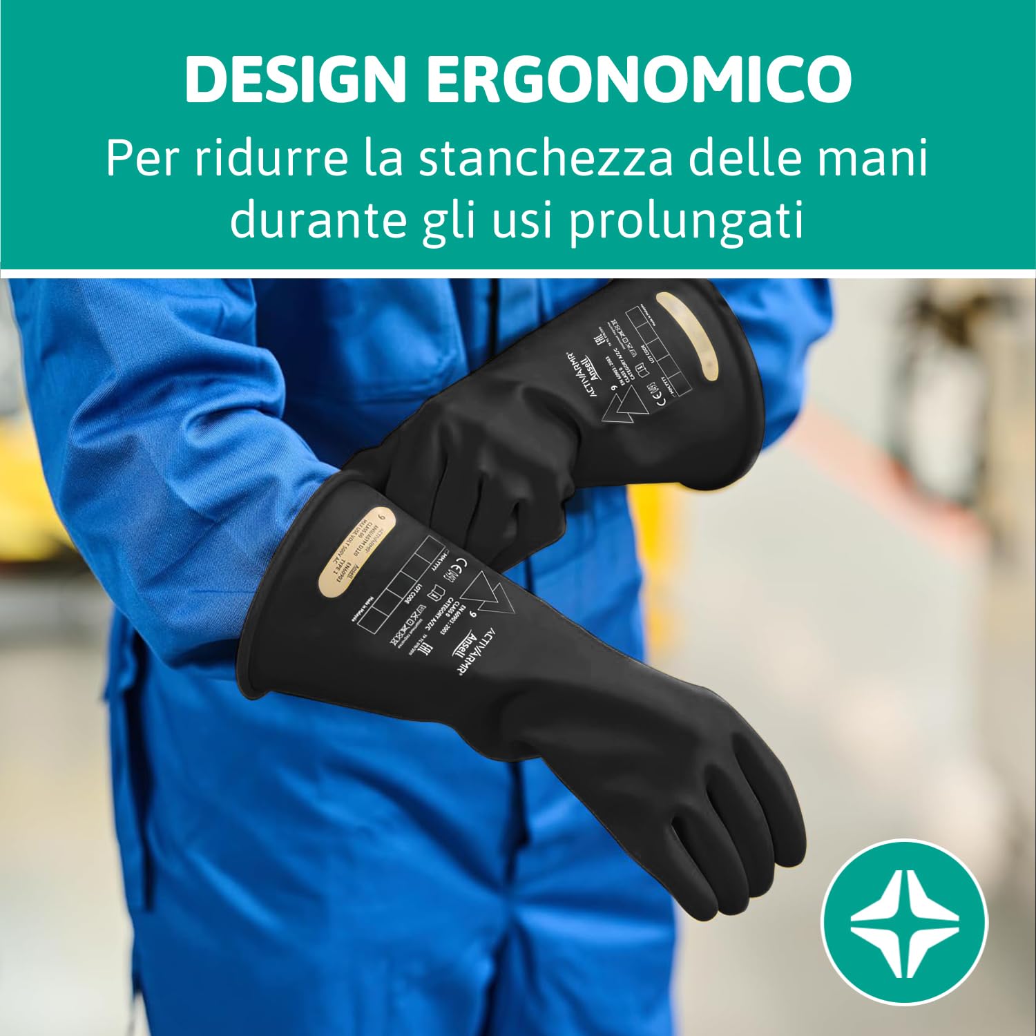 Thumbnail 4 de Ansell ActivArmr Guanti Dielettrici per Elettricisti, Classe 00 (Fino 500V) – 28 cm, Taglia M, Nero