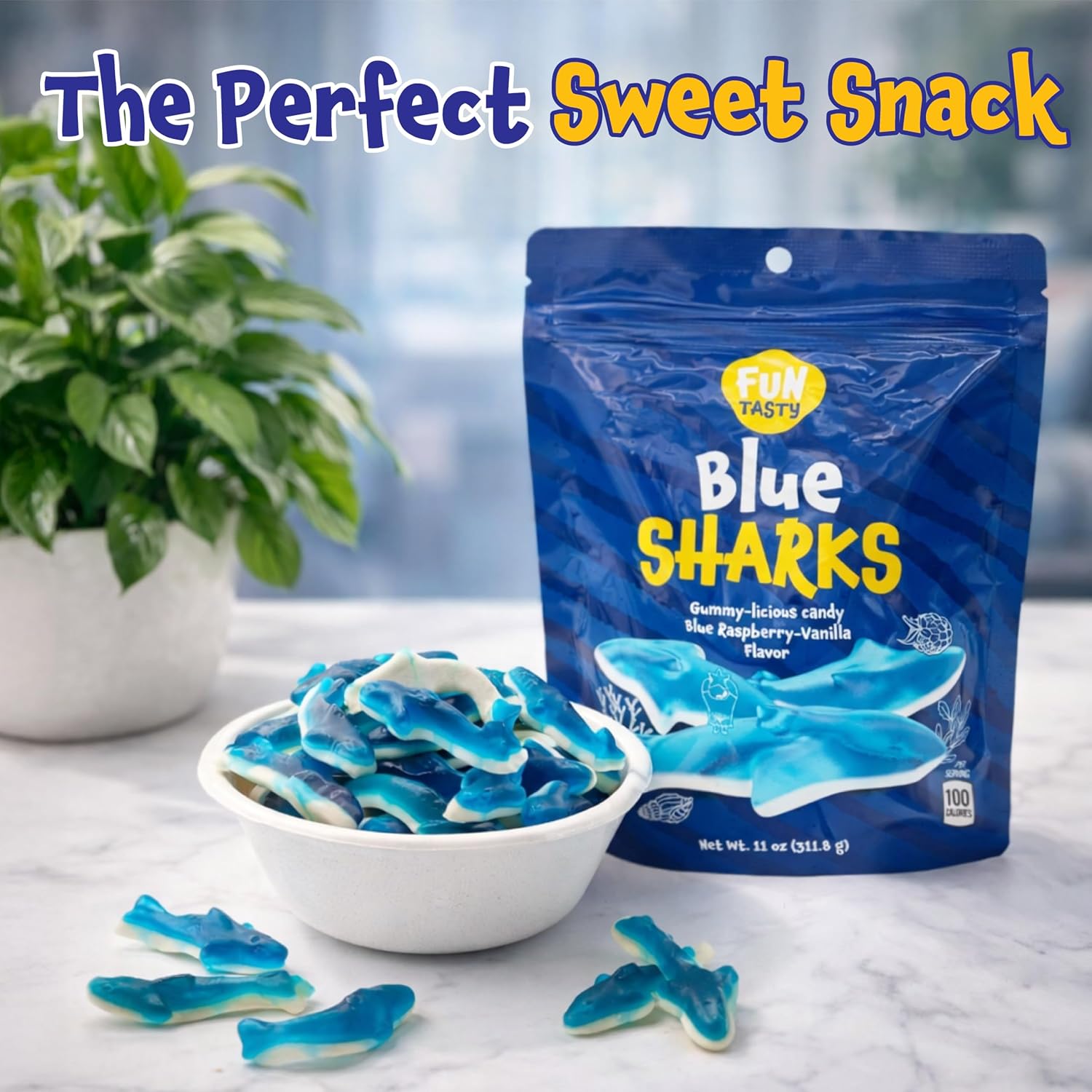 Thumbnail 2 de FUNTASTY Blue Shark Gummies, 11 oz Blue Raspberry Gummy Candy