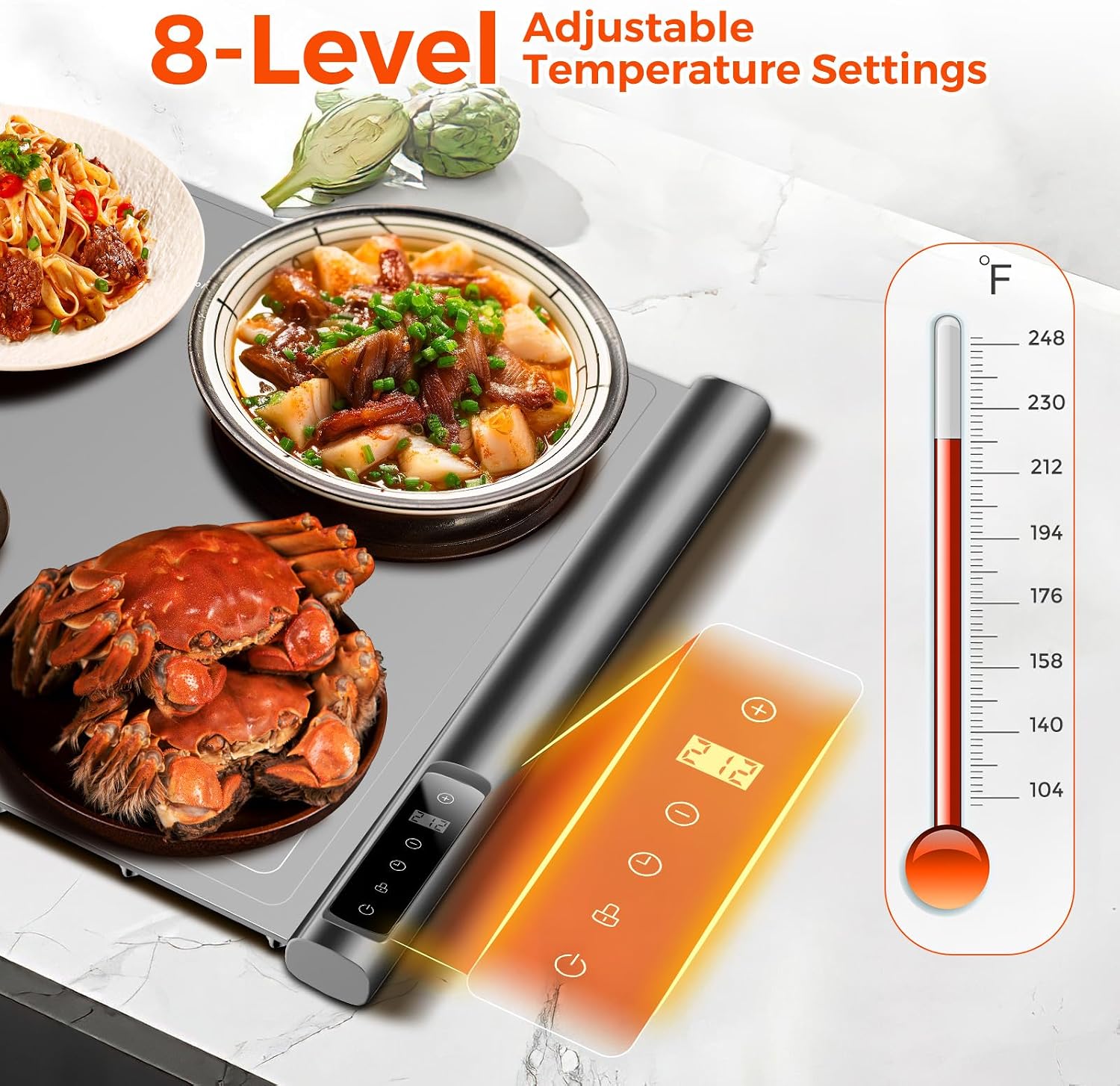 Detalle 2 de Silicone Electric Warming Tray 10s, 8 Temps 🍽