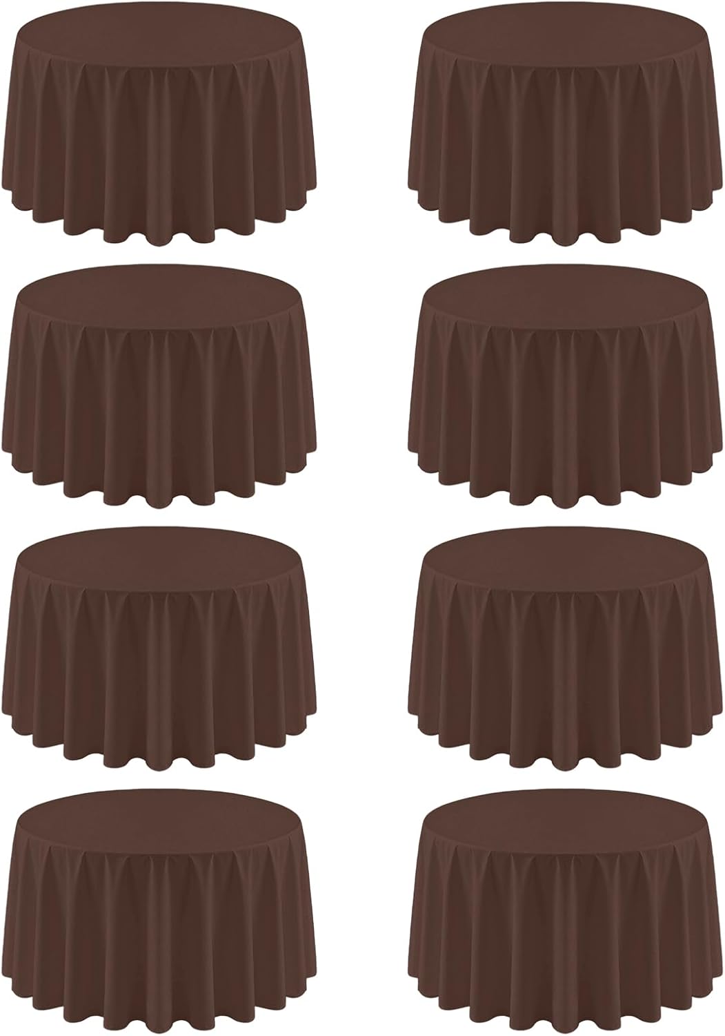 Detalle de 8 Pack Round Tablecloth 120 Inch Brown Polyester Tablecloth — Wrinkle-Resistant, Washable