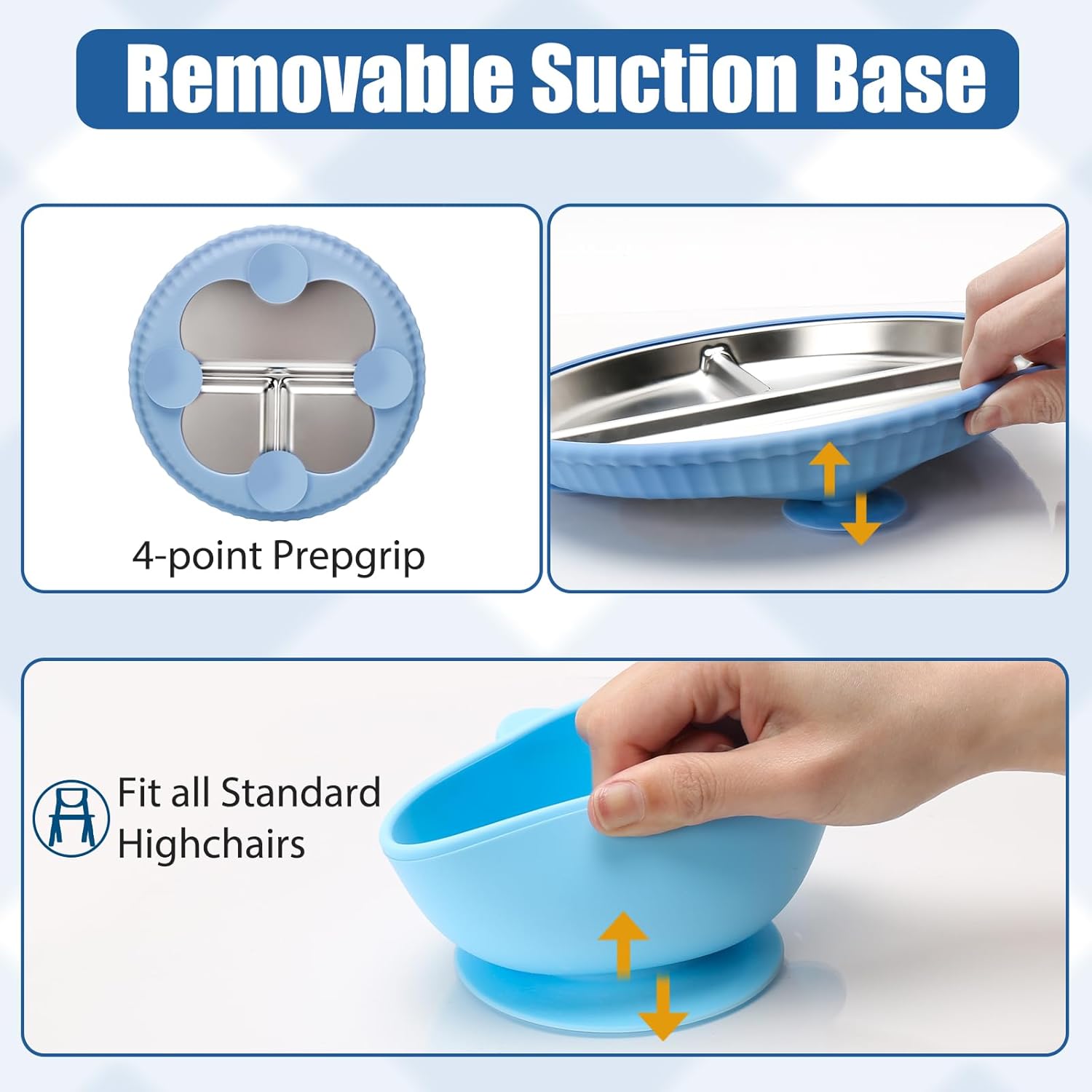 Thumbnail 3 de CLDY 2-teiliges Babyteller-Set aus Edelstahl mit Saugnapf + 2 Breischalen (BPA-frei, auslaufsicher)