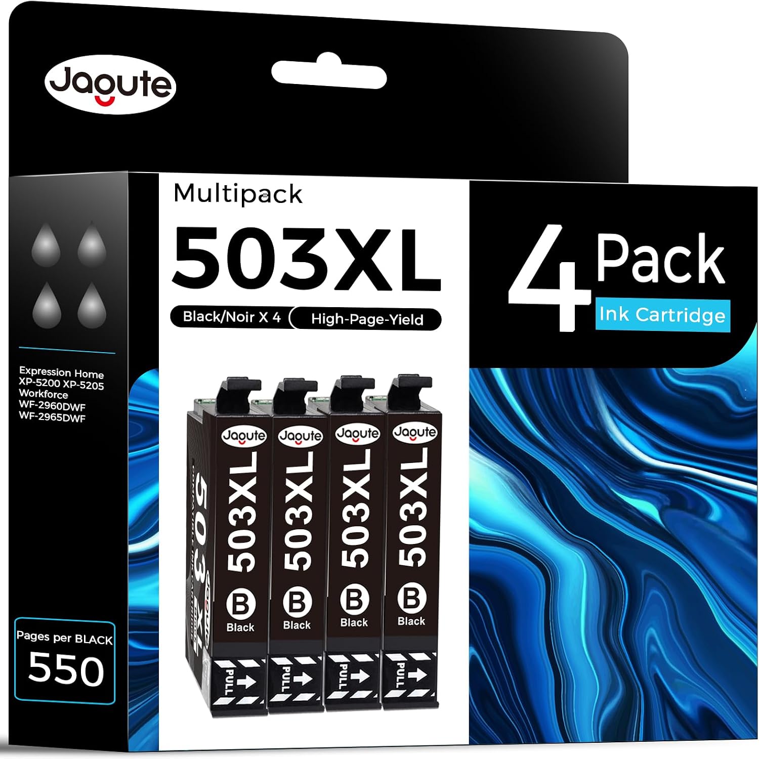 Detalle de Jagute Lot de 4 Cartouches d’Encre 503XL Noir — Compatibles Epson 503XL