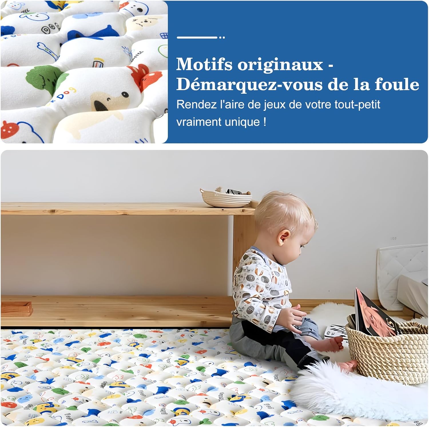 Thumbnail 6 de Tapis d’éveil bébé pliable antidérapant Ours à bulles 150x180 cm en mousse épaisse