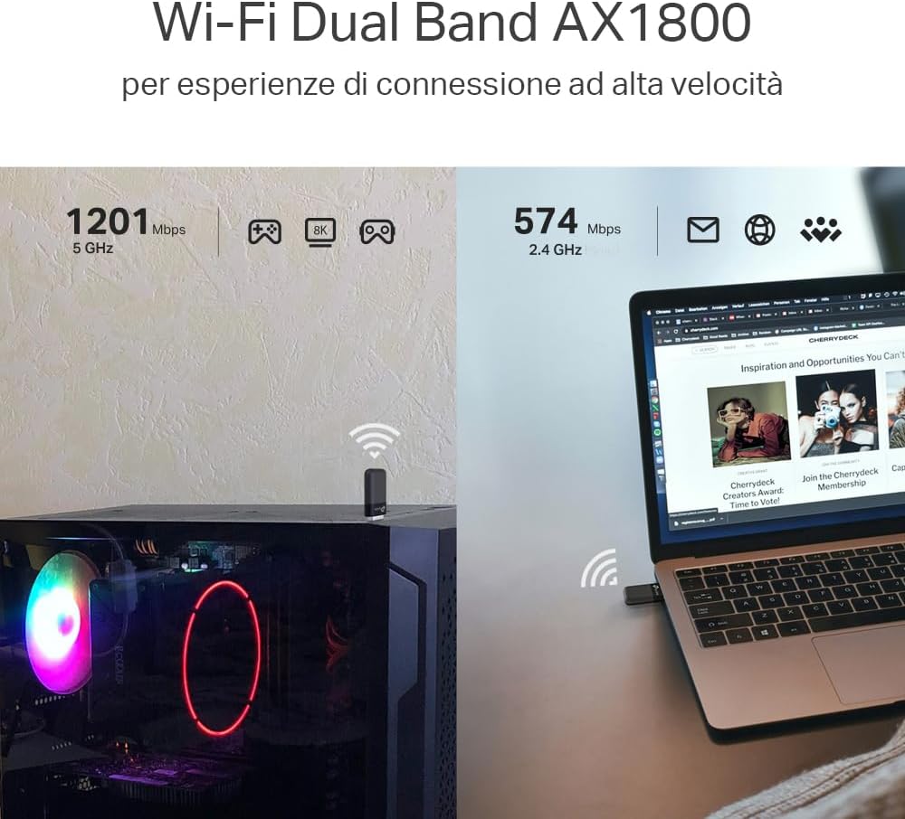 Detalle de TP-Link Archer TX23U: Adattatore USB WiFi 6 AX1800 con driver preinstallato
