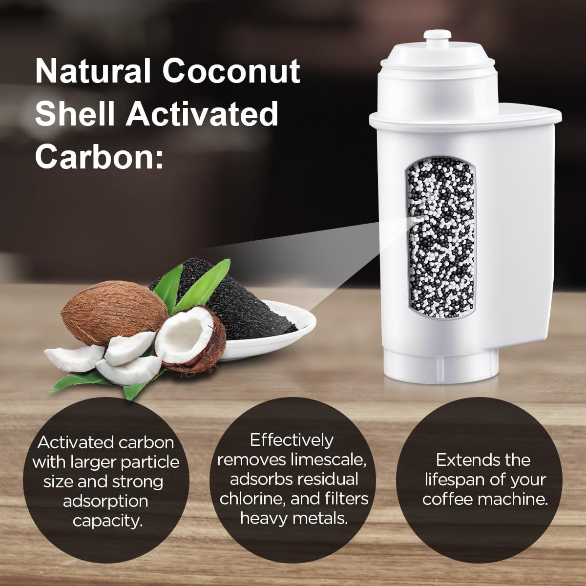 Detalle 2 de FILSWA FW400_Parent Coffee Machine Water Filters, Coconut-Shell Charcoal, Pack of 6