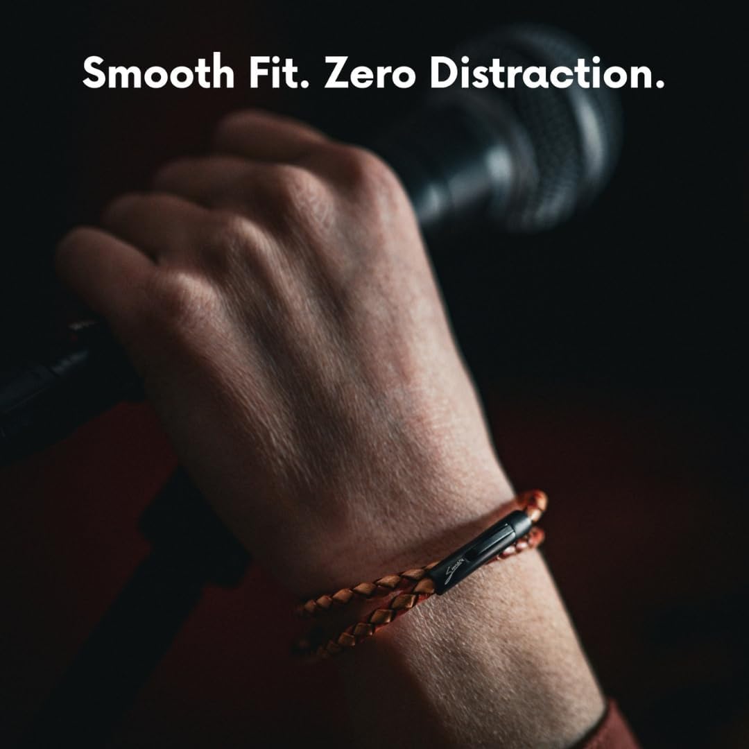 Detalle de Simaru bracelet en cuir 4 mm tressé à enrouler – taille unisexe, fermeture en acier inoxydable