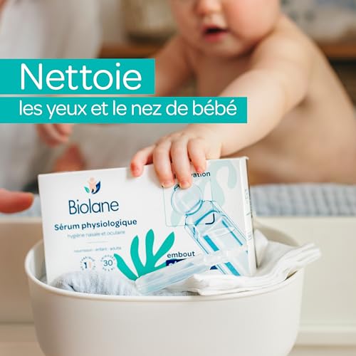 Detalle de Biolane Sérum Physiologique Bébé – Embout Rond – Lot de 3 (90 unidoses de 5 ml)