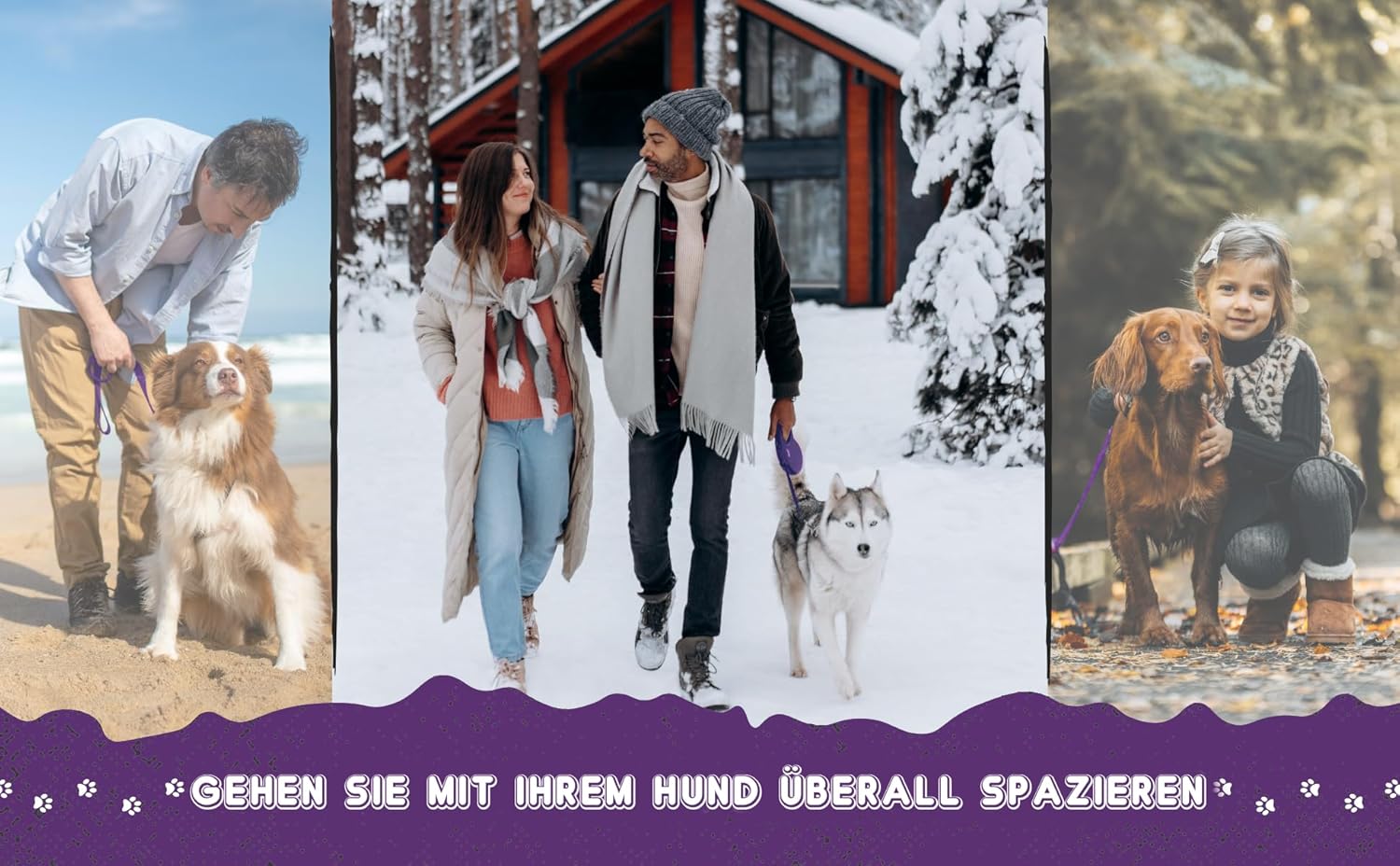 Thumbnail 6 de Loutep Schleppleine für Hunde (Violet, 20 m) – Wasserfest, mit gepolstertem Griff und drehbarem Haken