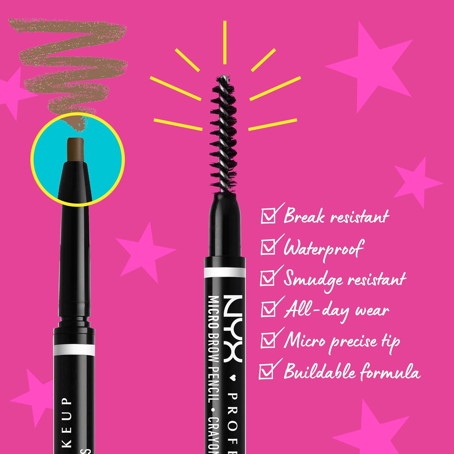 Detalle de NYX Professional Makeup Matita sopracciglia Micro Brow Pencil Espresso: definizione precisa con due lati